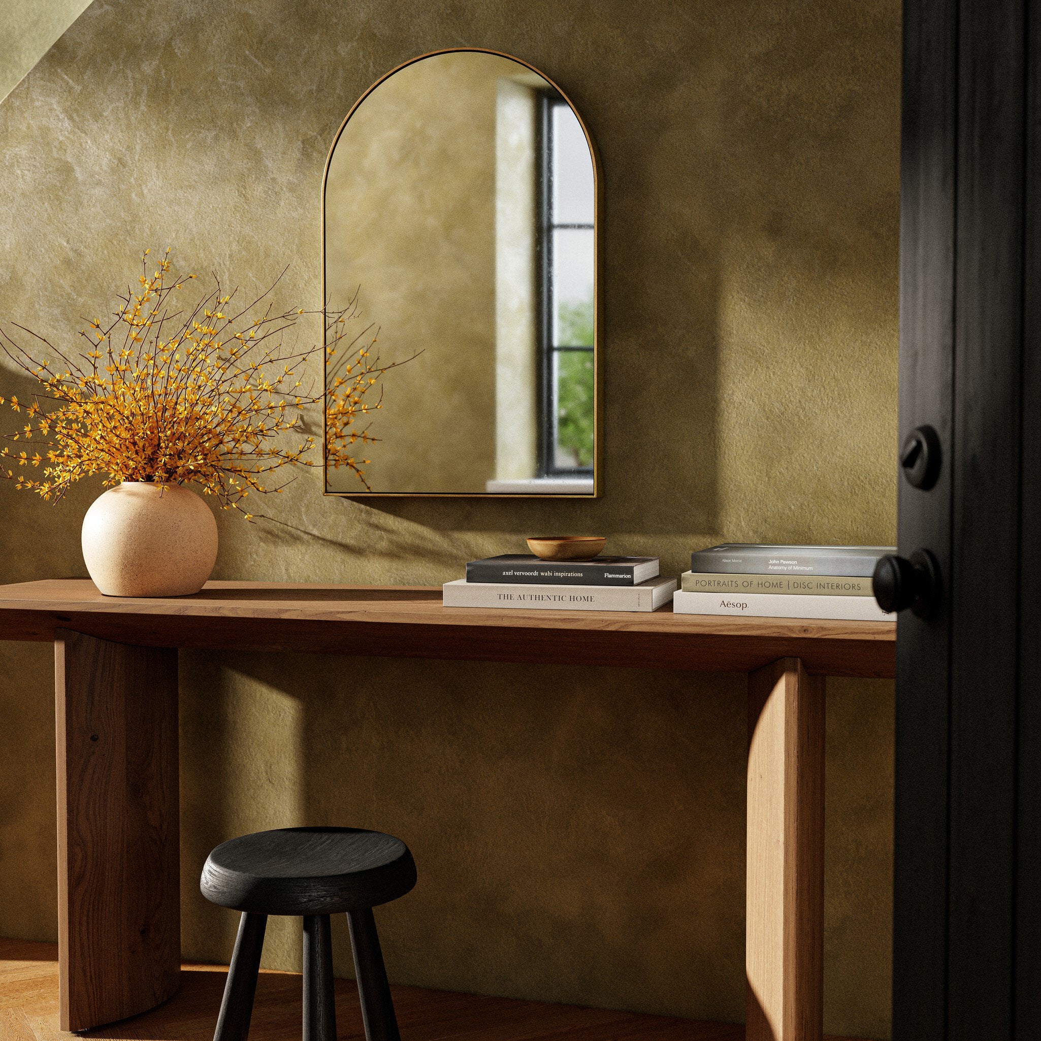 Four Hands Georgina Small Mirror — Polished Brass-Mirror