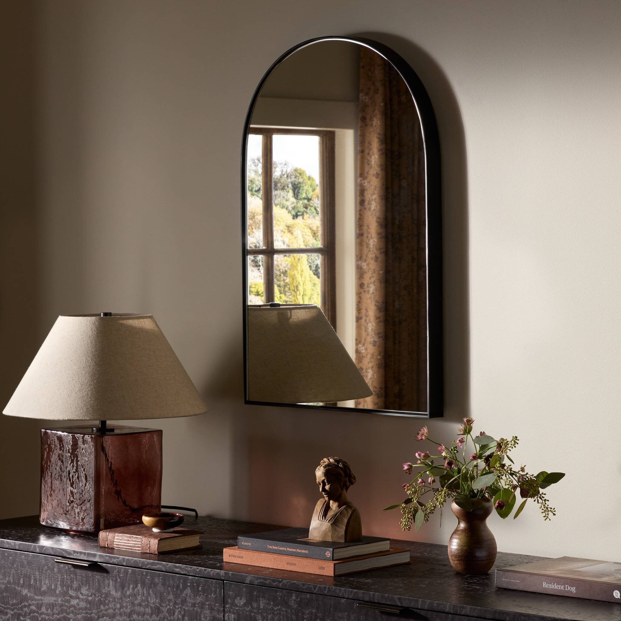 Four Hands Georgina Small Mirror — Iron Matte Black-Mirror