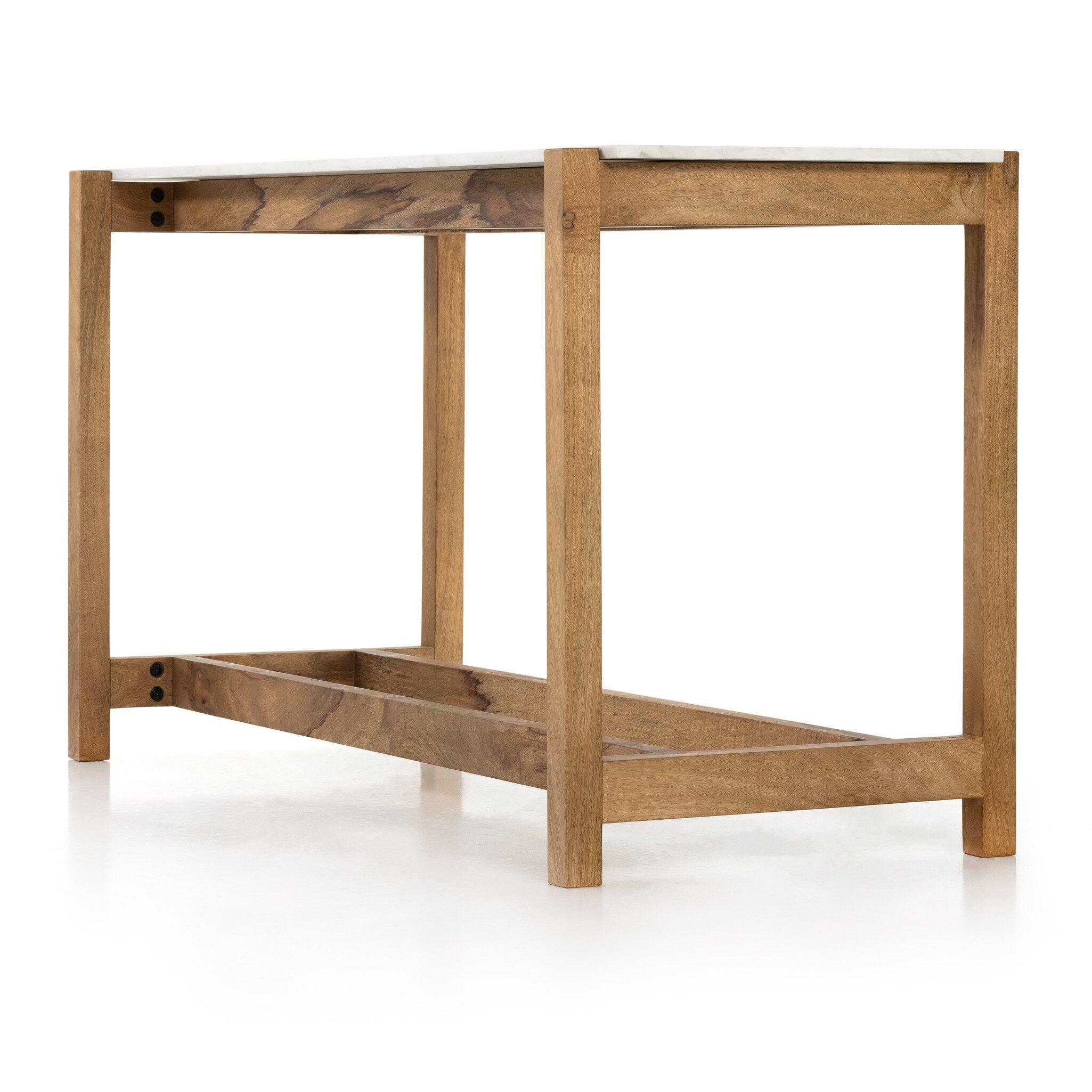 Four Hands Scout Bar + Counter Table — Auburn Mango-Polished White Marble-Counter