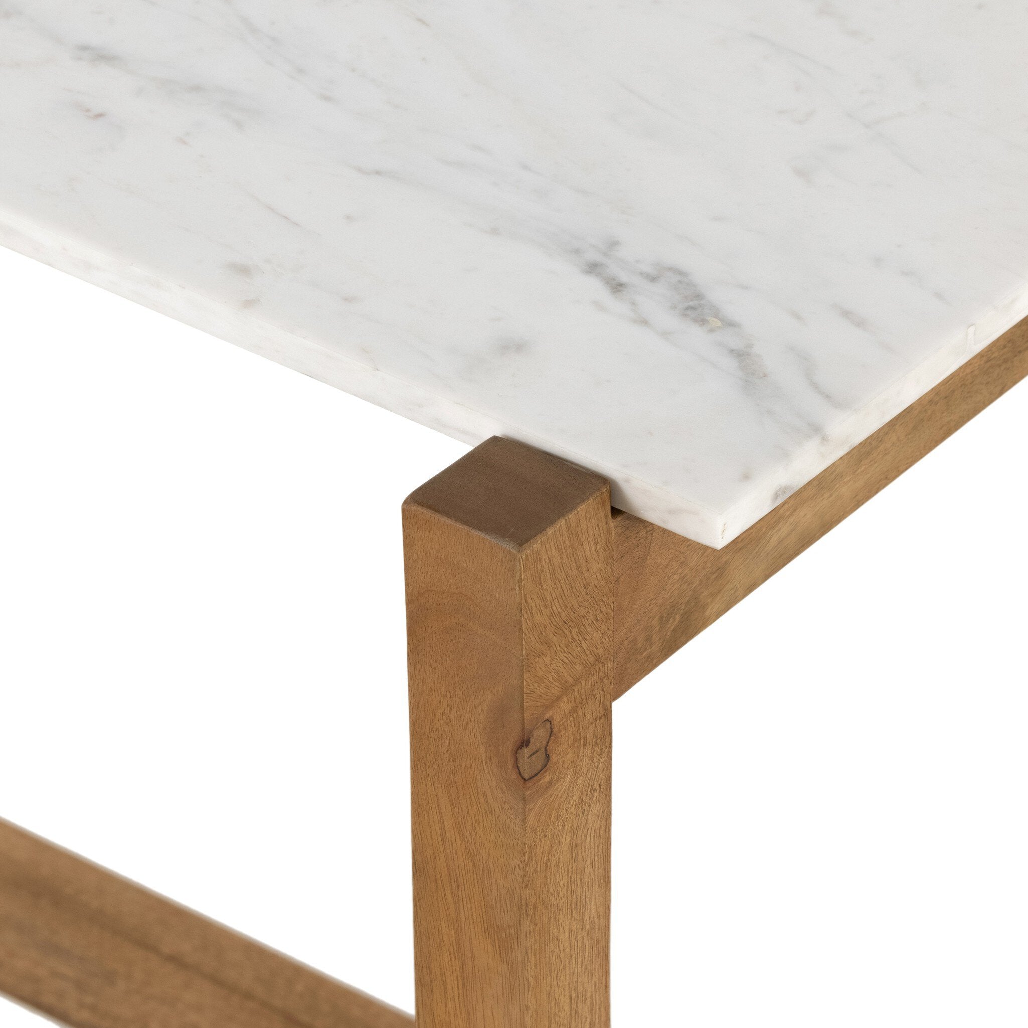 Four Hands Scout Bar + Counter Table — Auburn Mango-Polished White Marble-Counter
