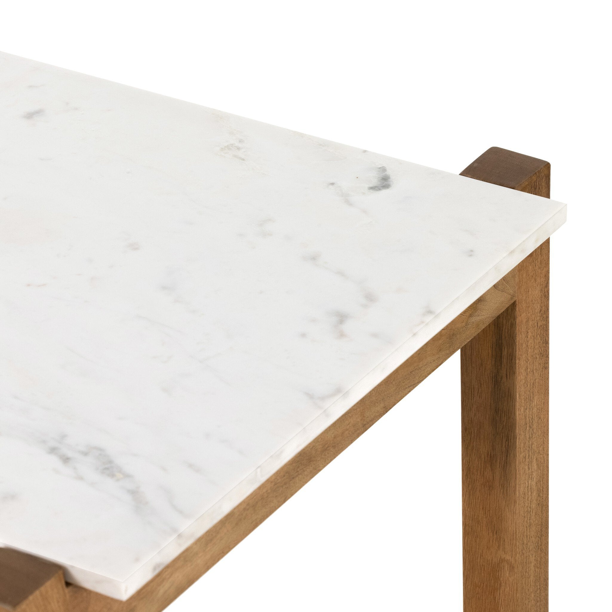 Four Hands Scout Bar + Counter Table — Auburn Mango-Polished White Marble-Counter