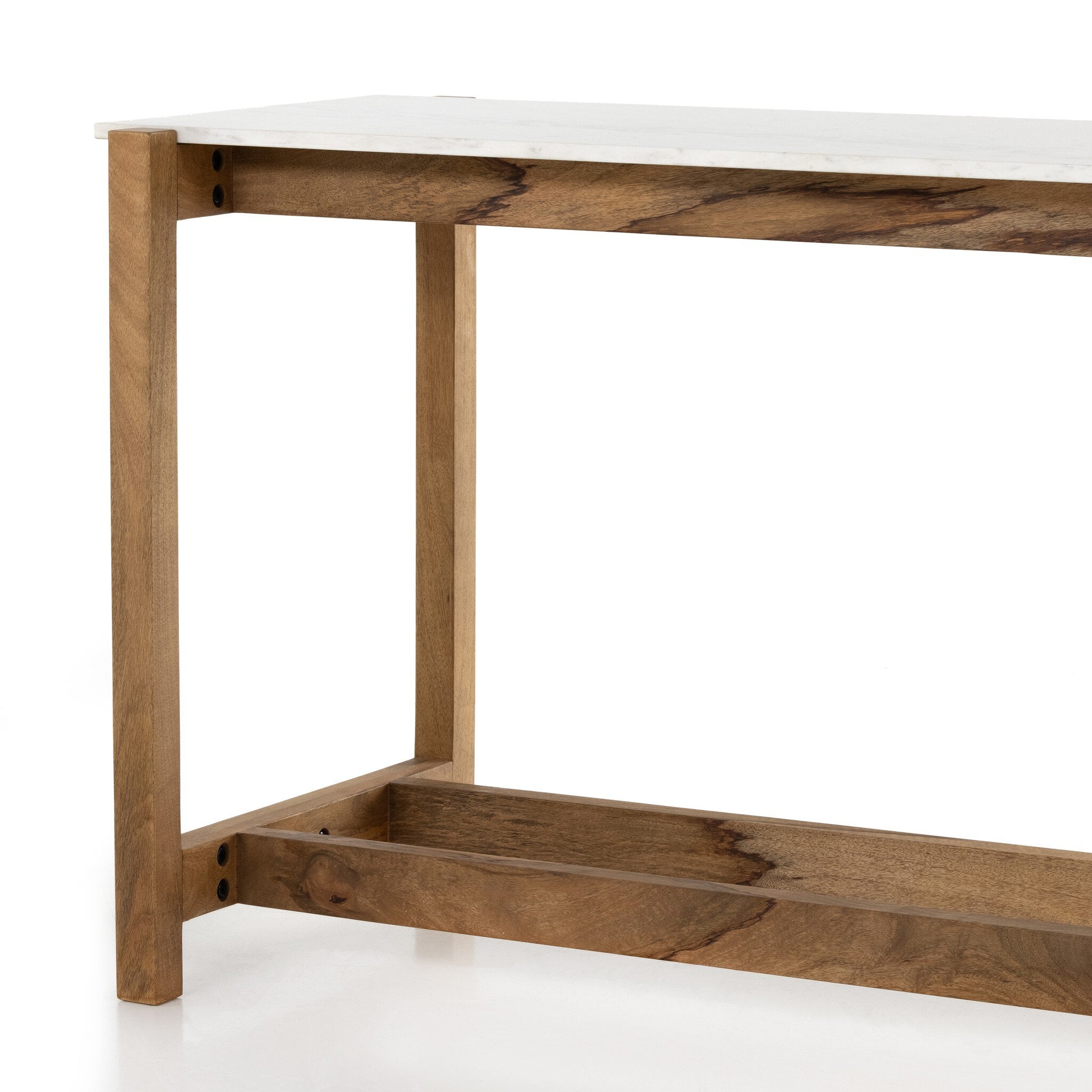 Four Hands Scout Bar + Counter Table — Auburn Mango-Polished White Marble-Counter
