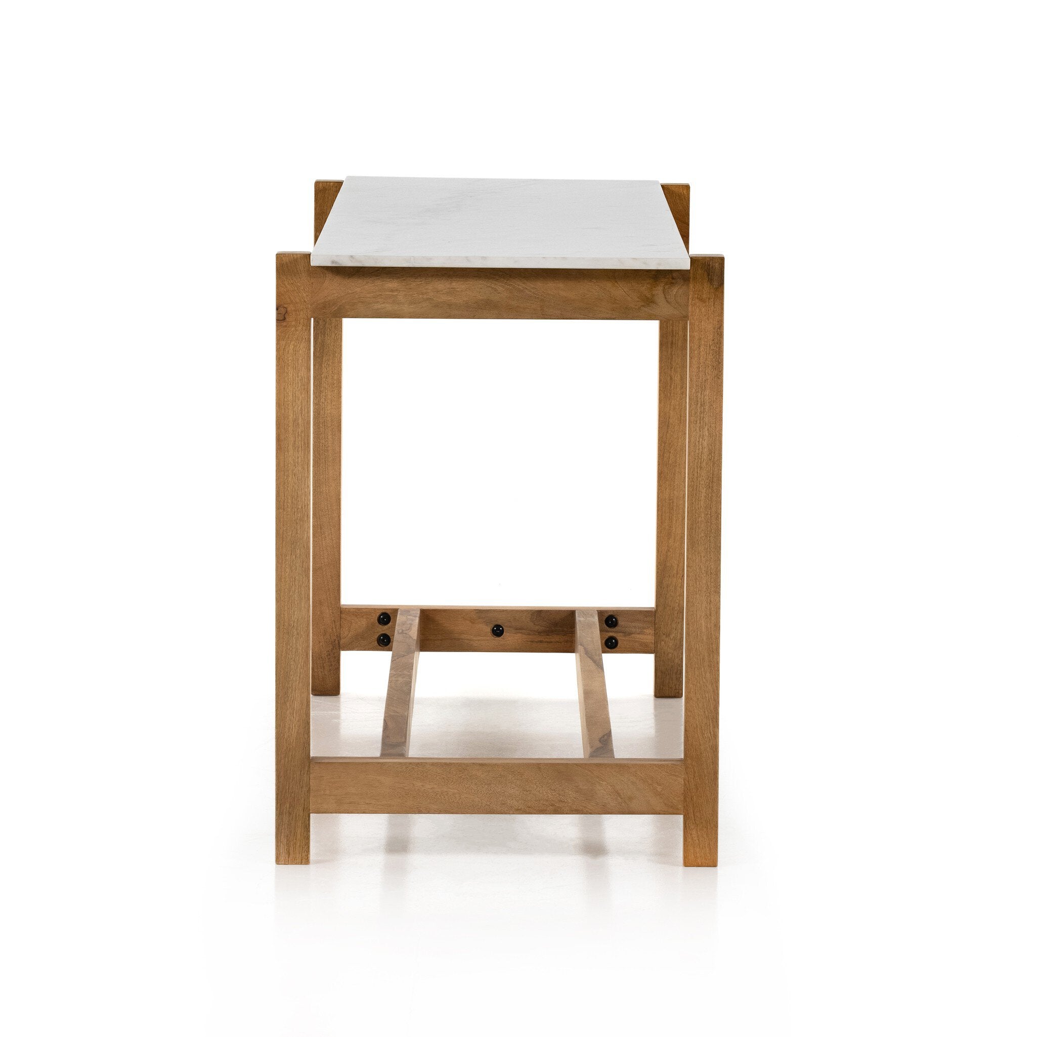 Four Hands Scout Bar + Counter Table — Auburn Mango-Polished White Marble-Counter