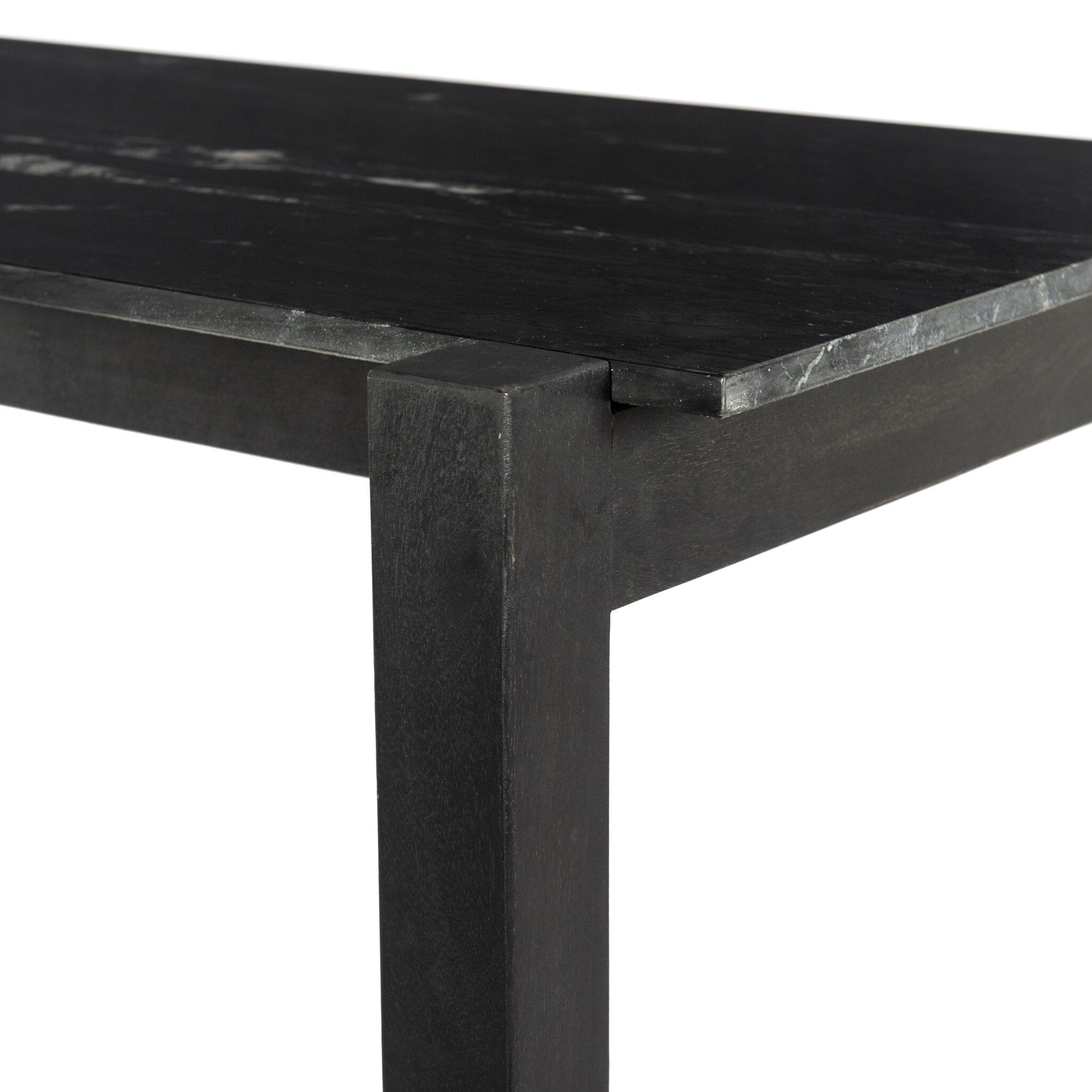 Four Hands Scout Bar + Counter Table — Worn Black Mango-Black Marble-Counter
