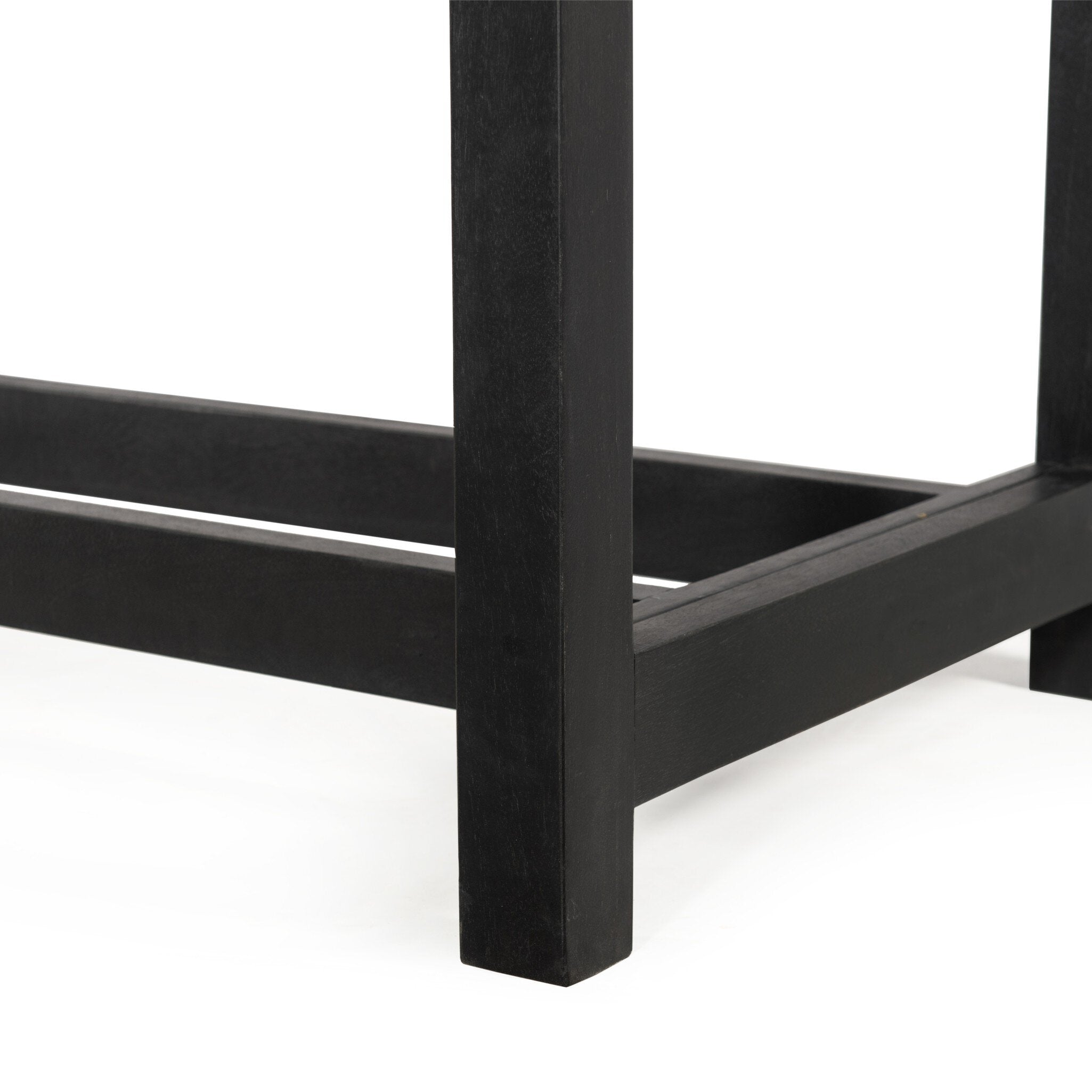 Four Hands Scout Bar + Counter Table — Worn Black Mango-Black Marble-Counter