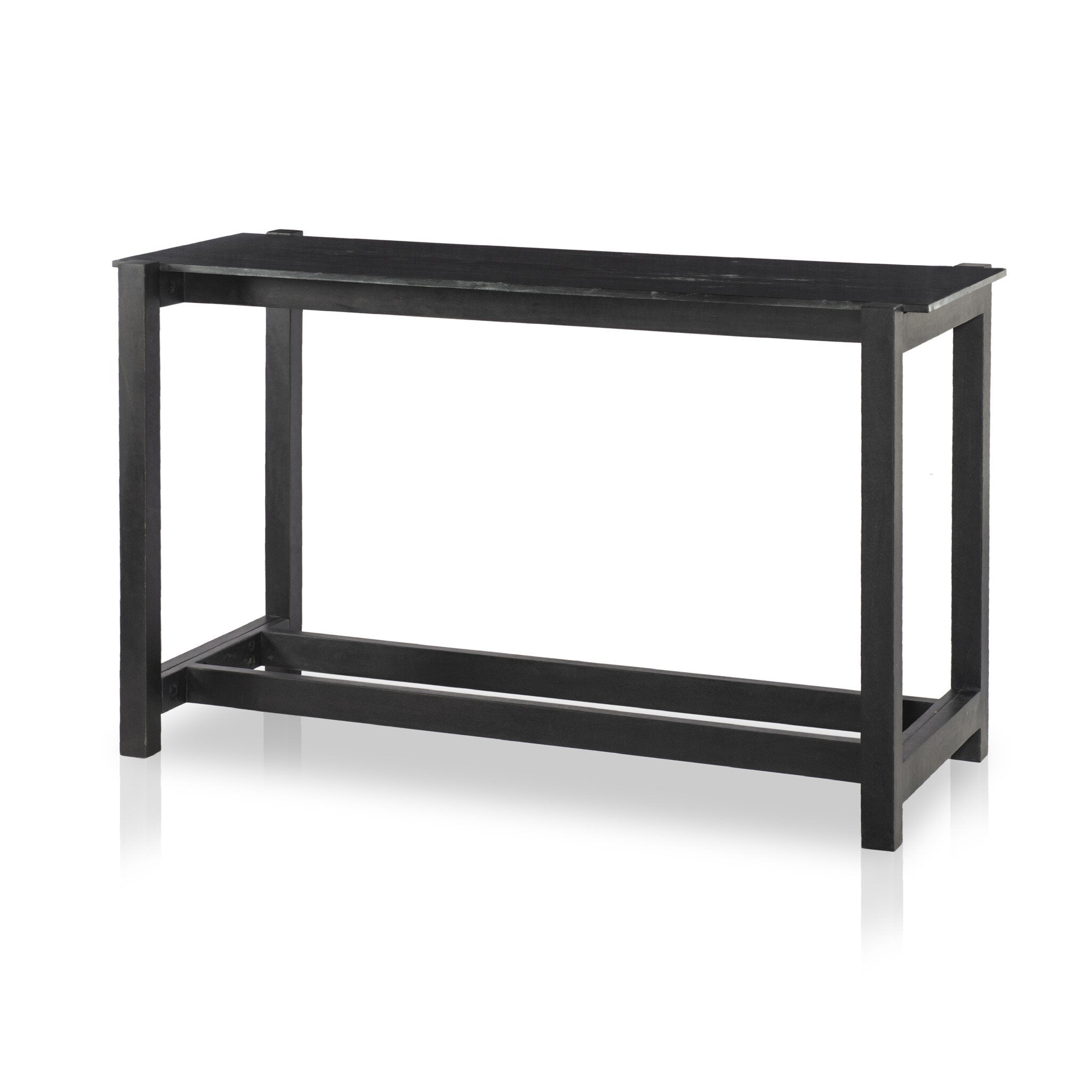 Four Hands Scout Bar + Counter Table — Worn Black Mango-Black Marble-Counter