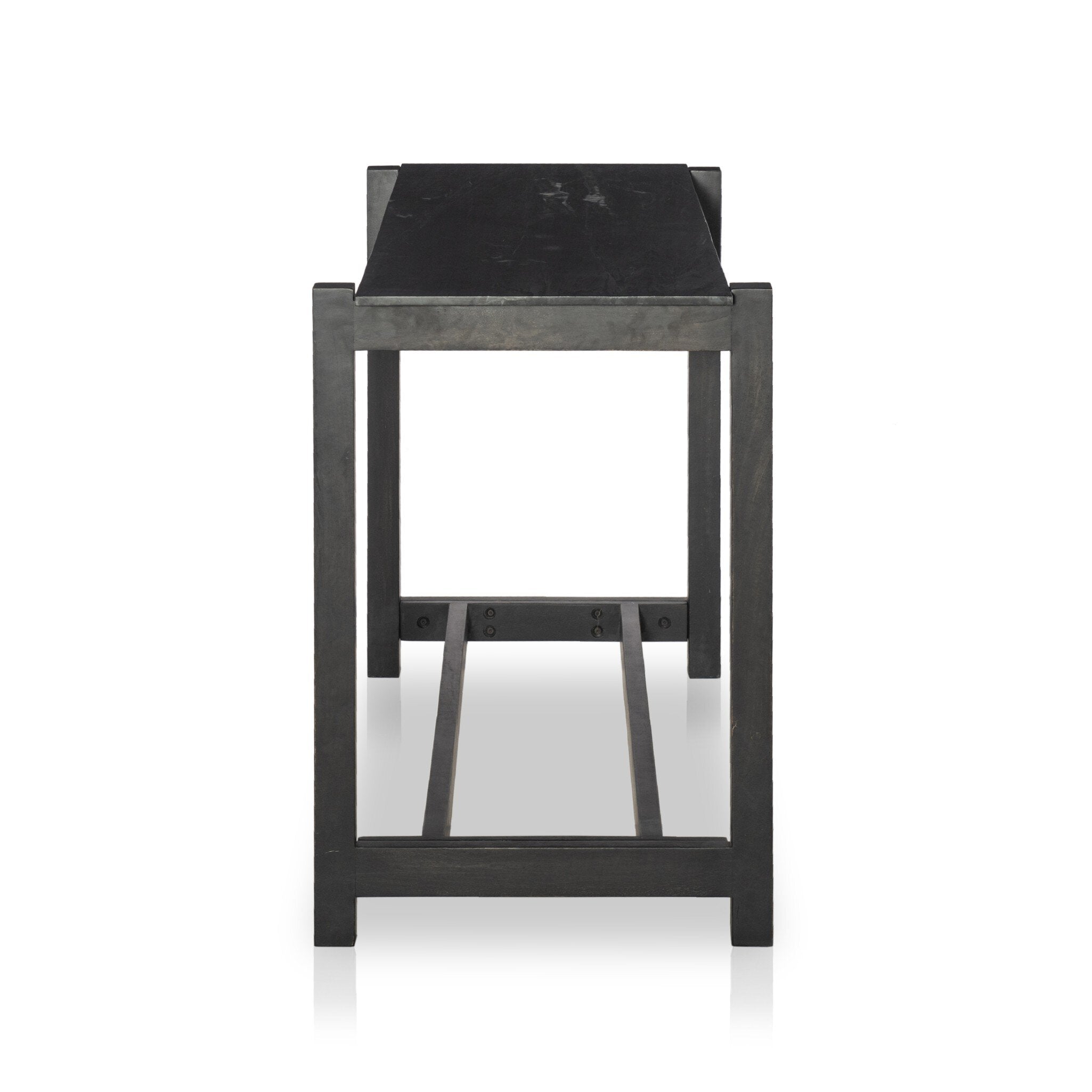 Four Hands Scout Bar + Counter Table — Worn Black Mango-Black Marble-Counter