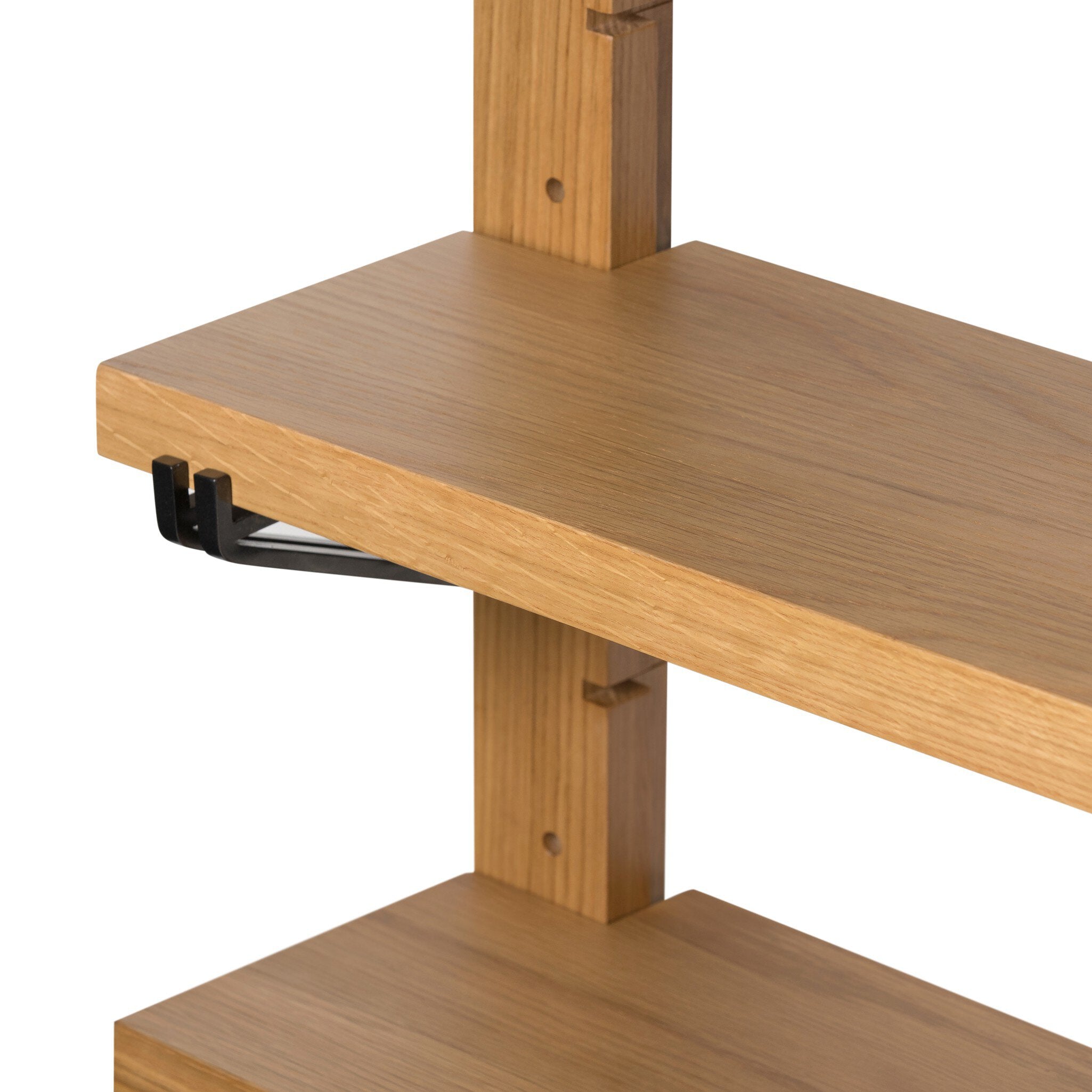 Four Hands Pivott Shelf — Natural Oak Veneer-Dark Iron-Natural Oak