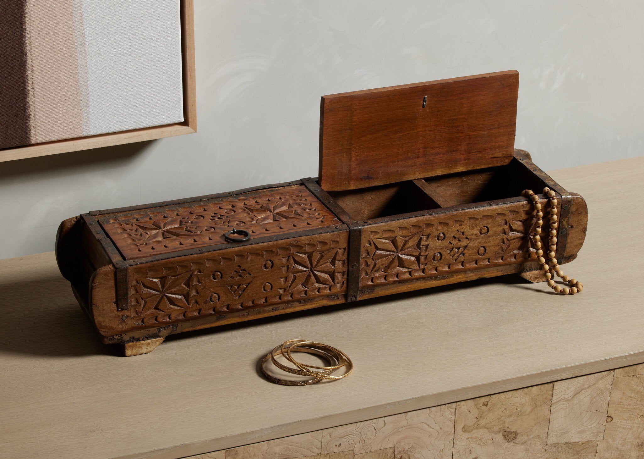 Four Hands Found Carved Box — Reclaimed Natural