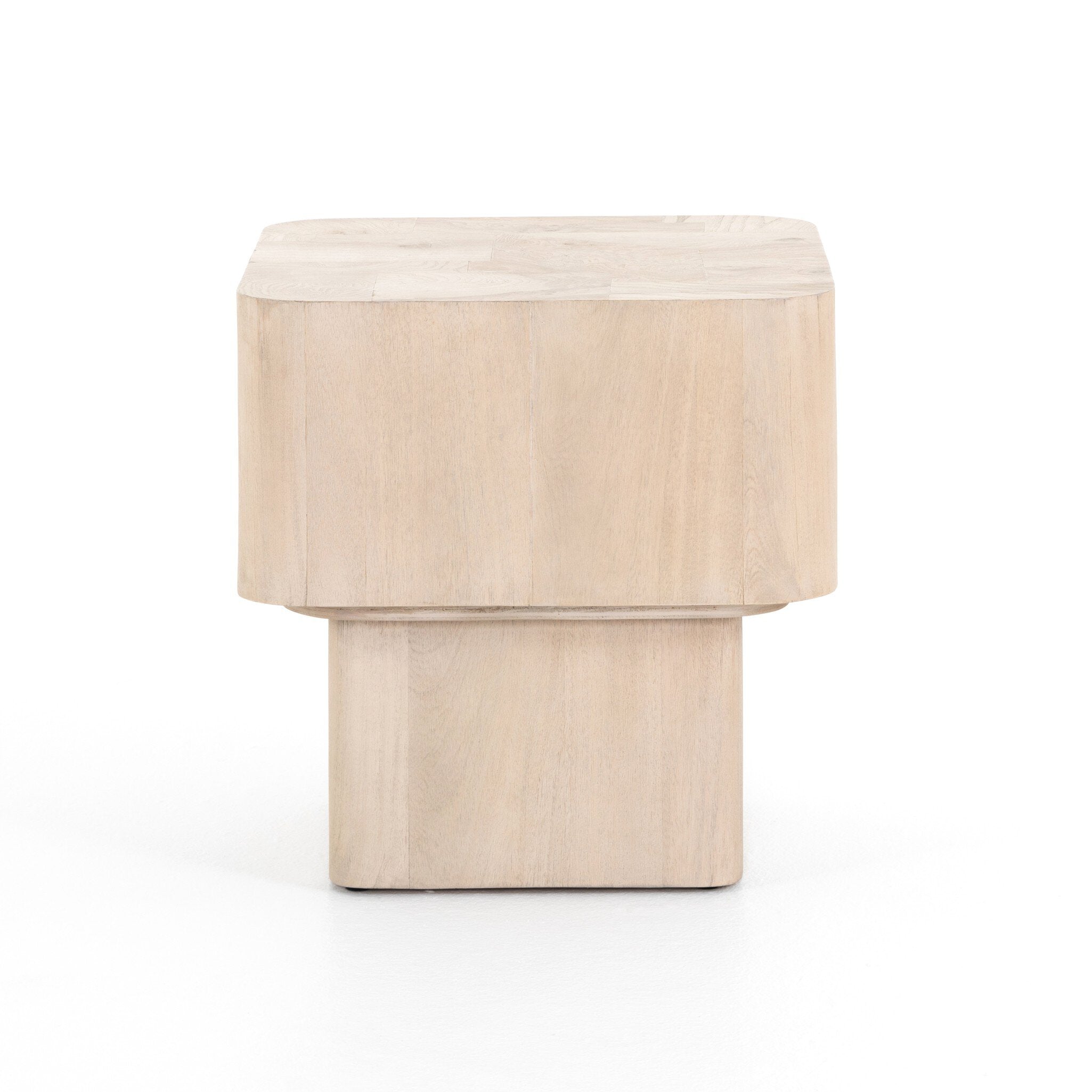 Four Hands Blanco End Table — Bleached Burl-White Mahogany