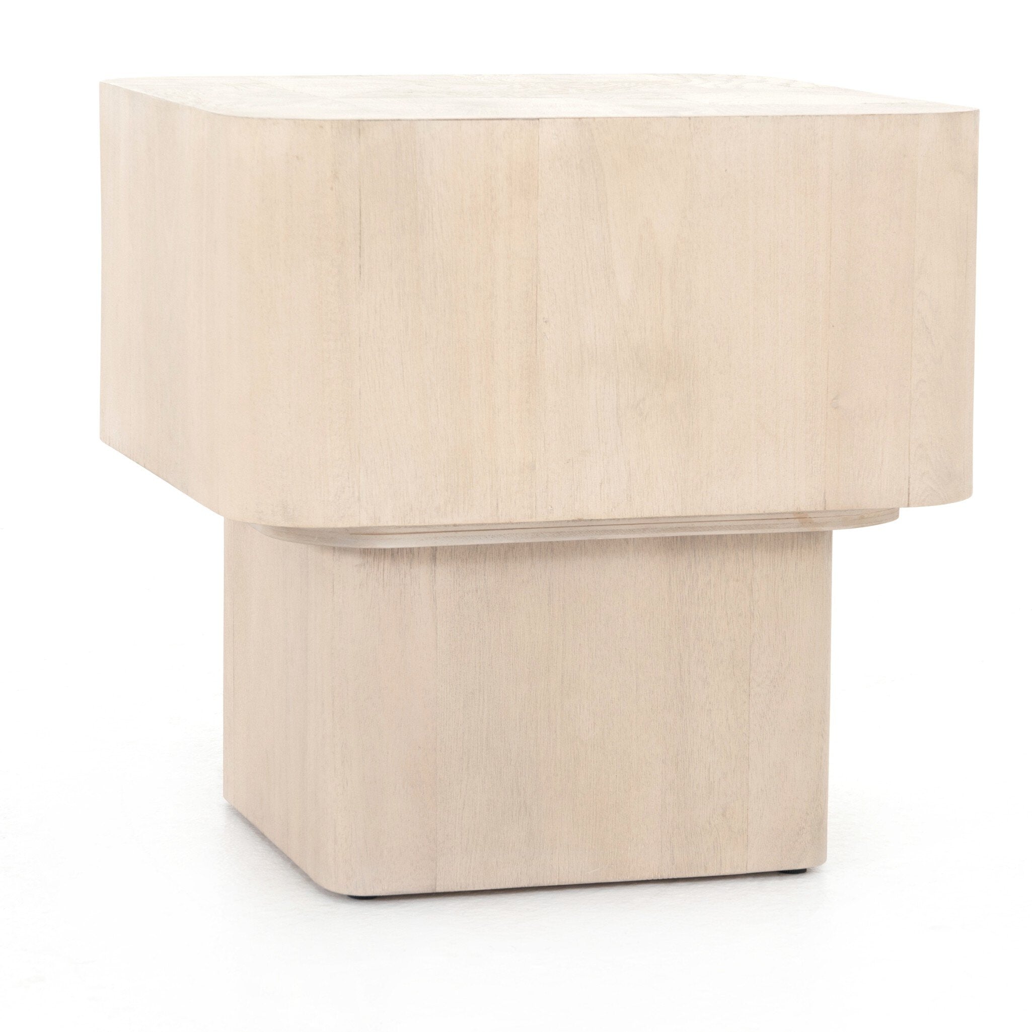 Four Hands Blanco End Table — Bleached Burl-White Mahogany