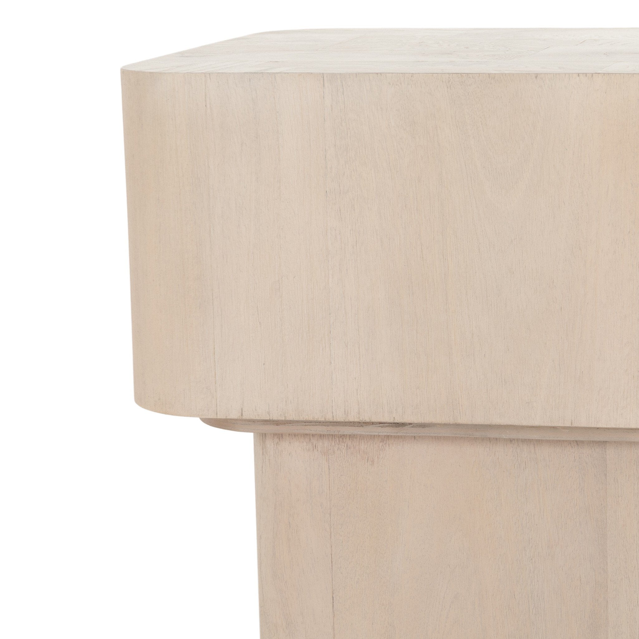 Four Hands Blanco End Table — Bleached Burl-White Mahogany