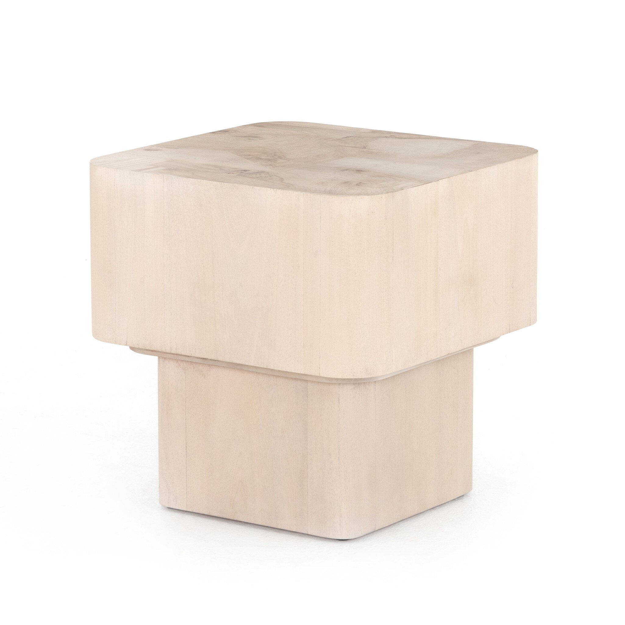 Four Hands Blanco End Table — Bleached Burl-White Mahogany
