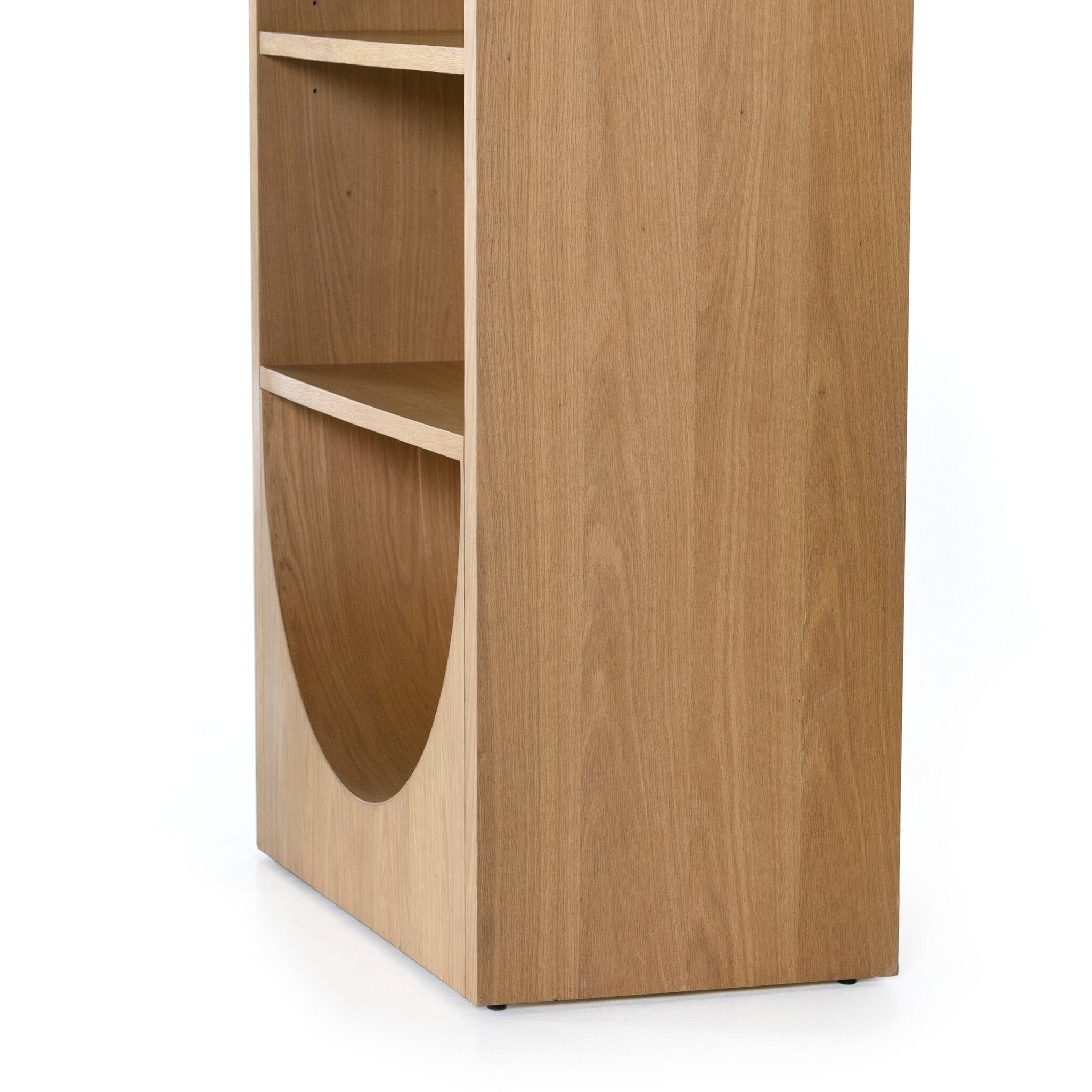 Four Hands Higgs Bookcase — Honey Oak Veneer-Honey Oak-Light Natural Cane