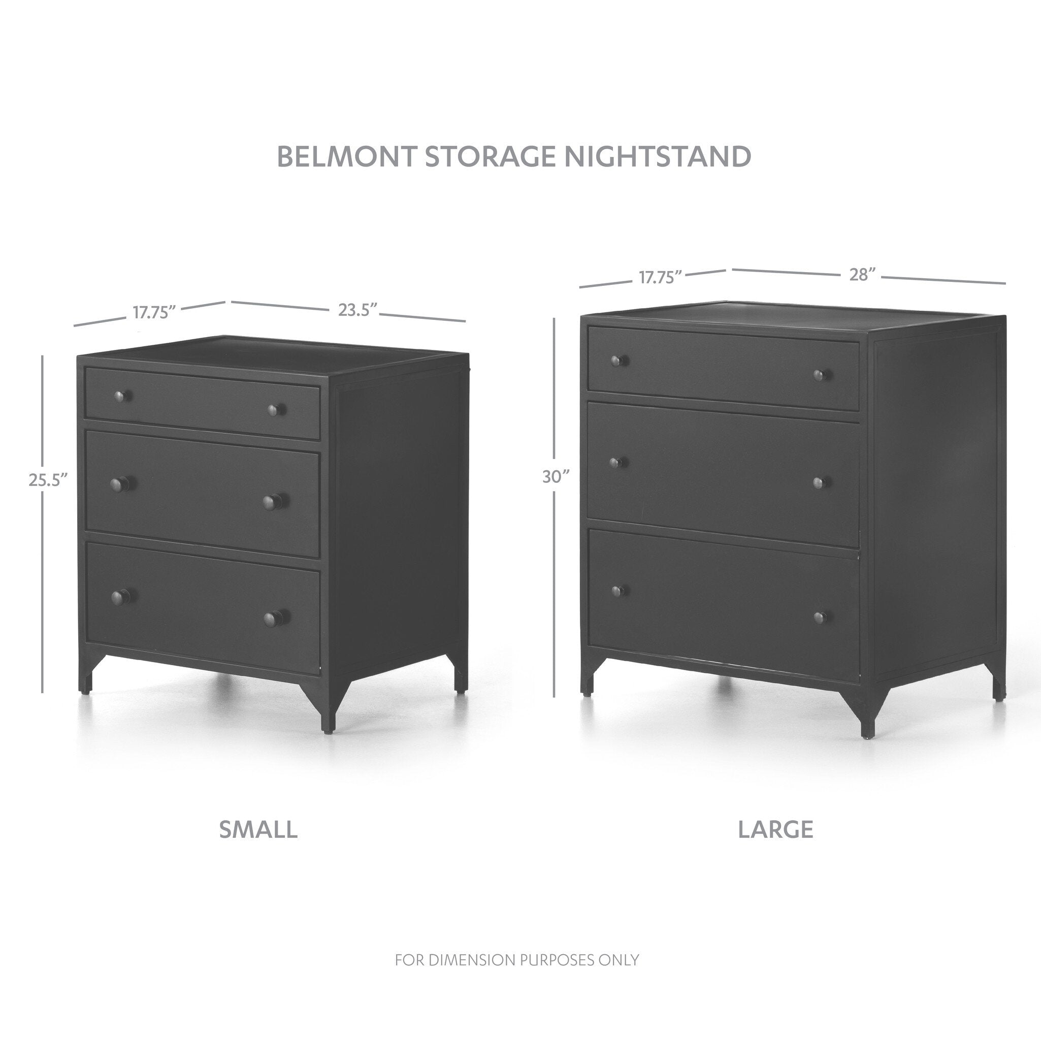 Four Hands Belmont Large Storage Nightstand — Black-Weathered Bronze