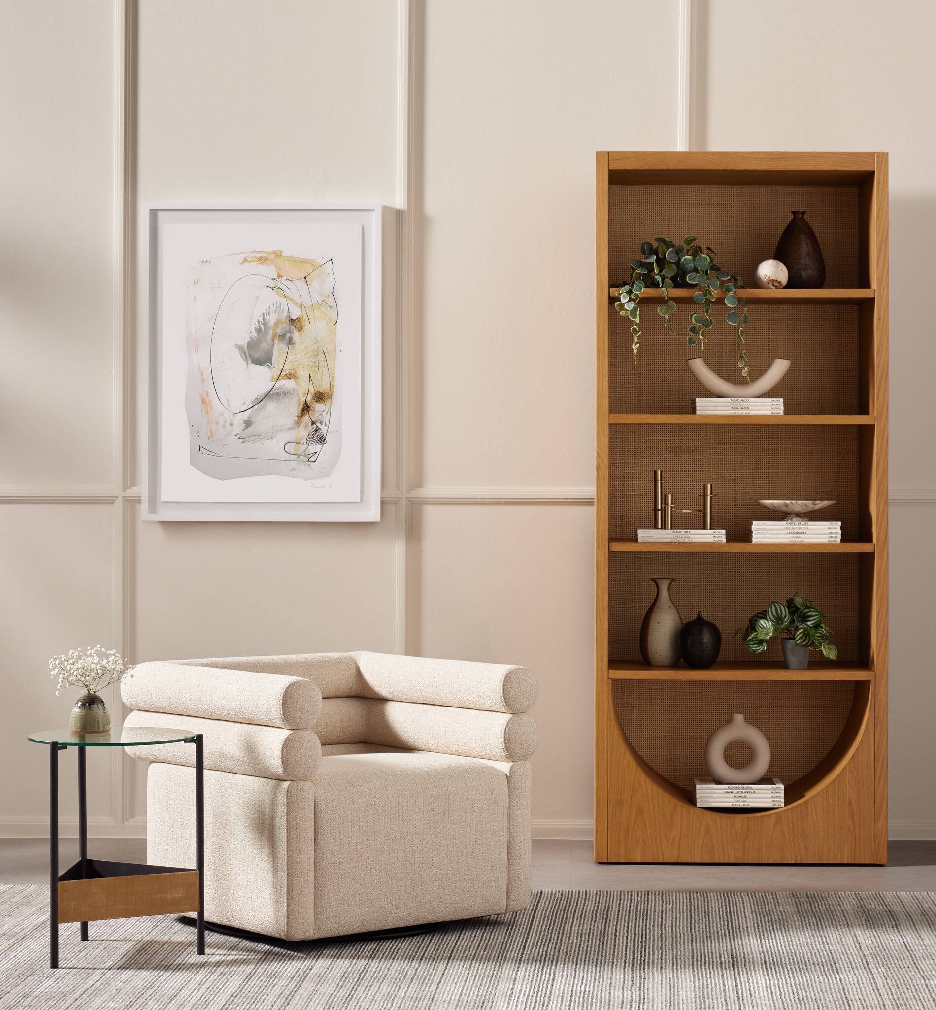Four Hands Evie Swivel Chair — Hampton Cream