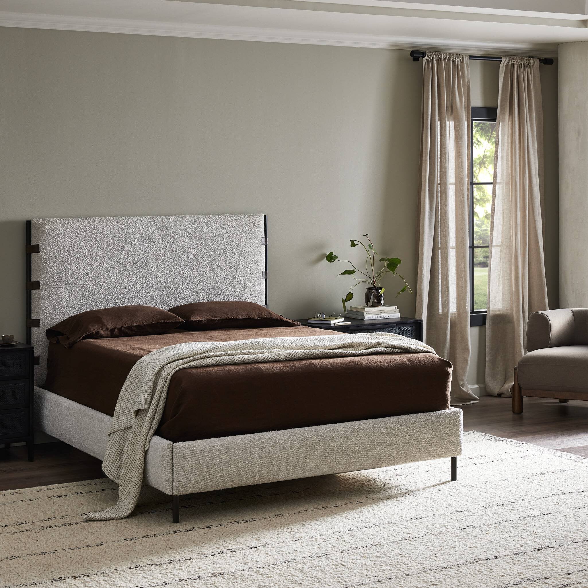 Four Hands Anderson Bed — Knoll Natural-Distressed Brown-Waxed Black (PC)-King
