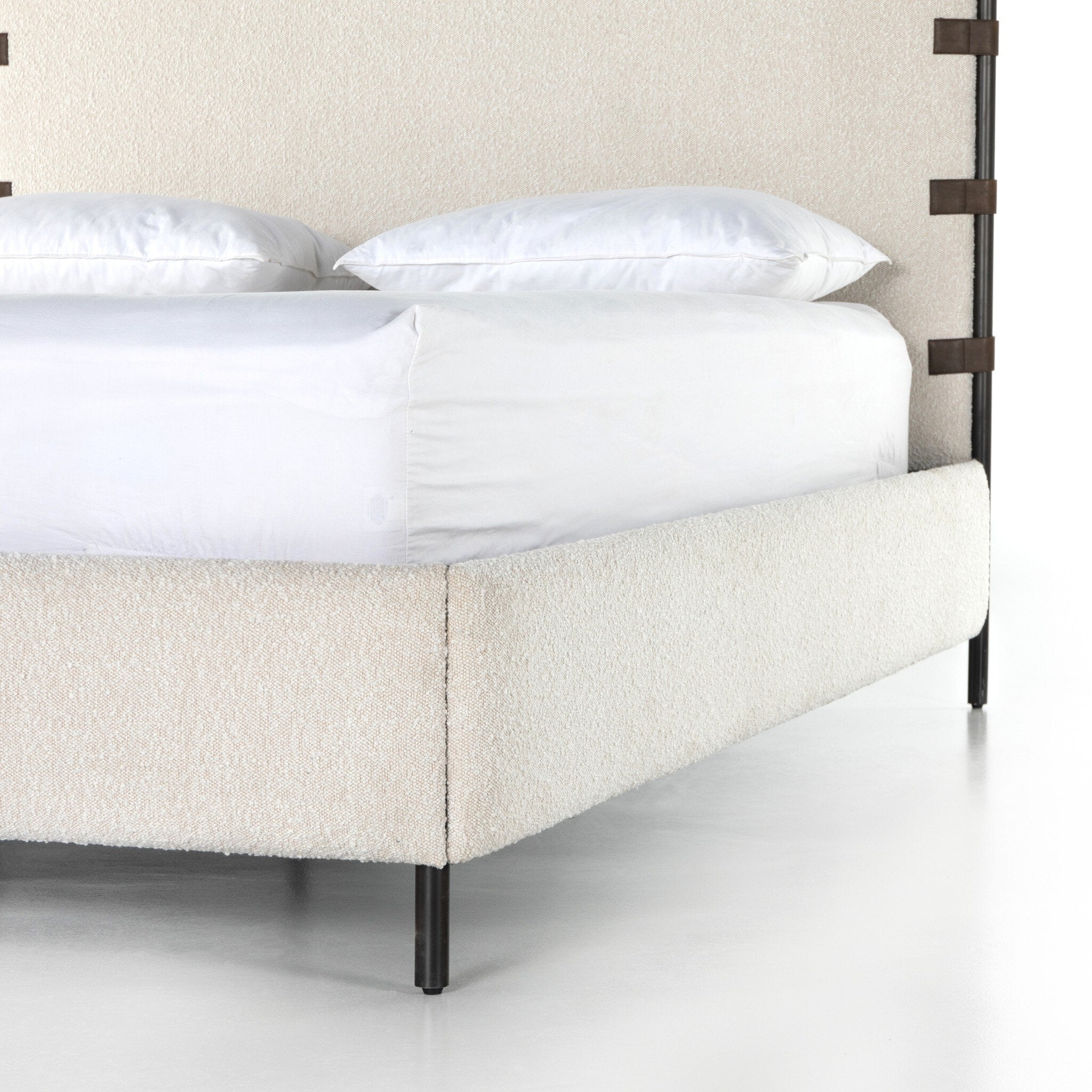 Four Hands Anderson Bed — Knoll Natural-Distressed Brown-Waxed Black (PC)-Queen