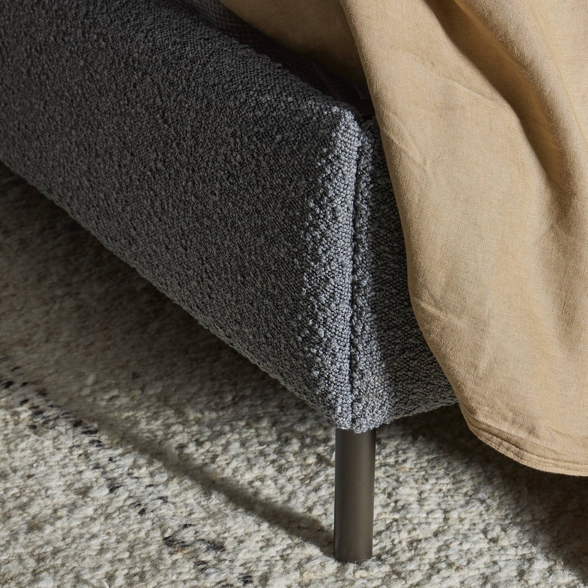 Four Hands Anderson Bed — Knoll Charcoal-Distressed Black-Waxed Black (PC)-Queen
