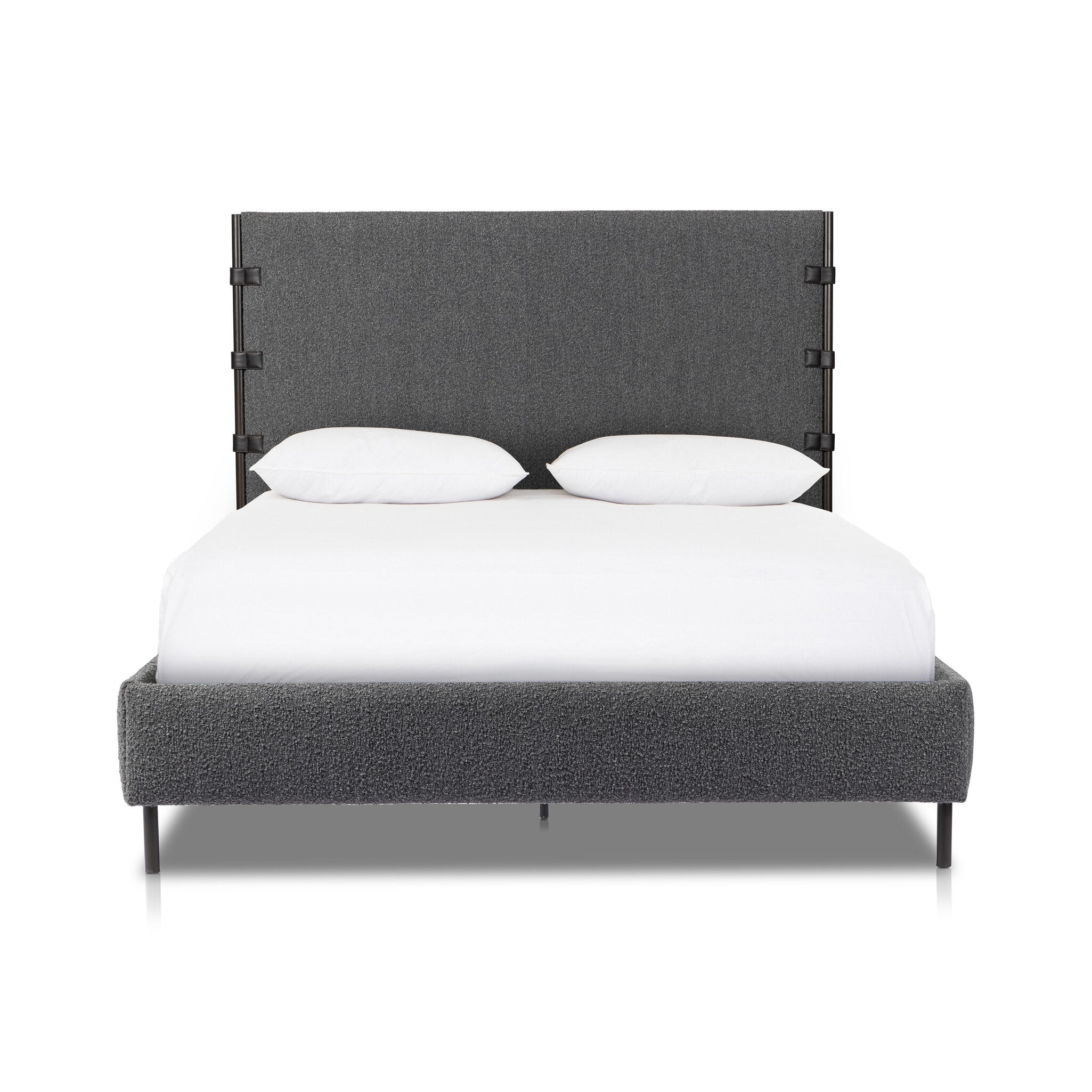 Four Hands Anderson Bed — Knoll Charcoal-Distressed Black-Waxed Black (PC)-Queen