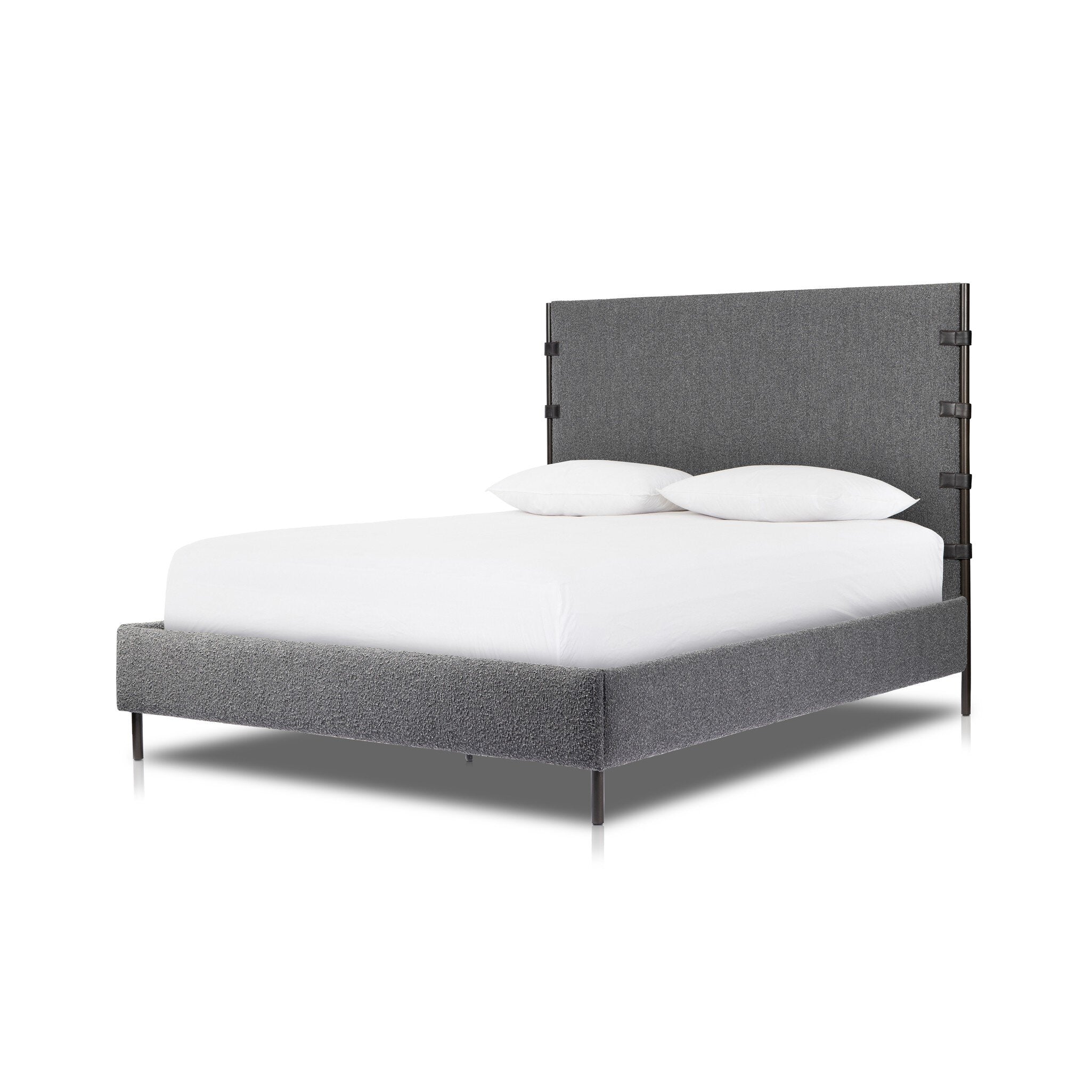 Four Hands Anderson Bed — Knoll Charcoal-Distressed Black-Waxed Black (PC)-Queen