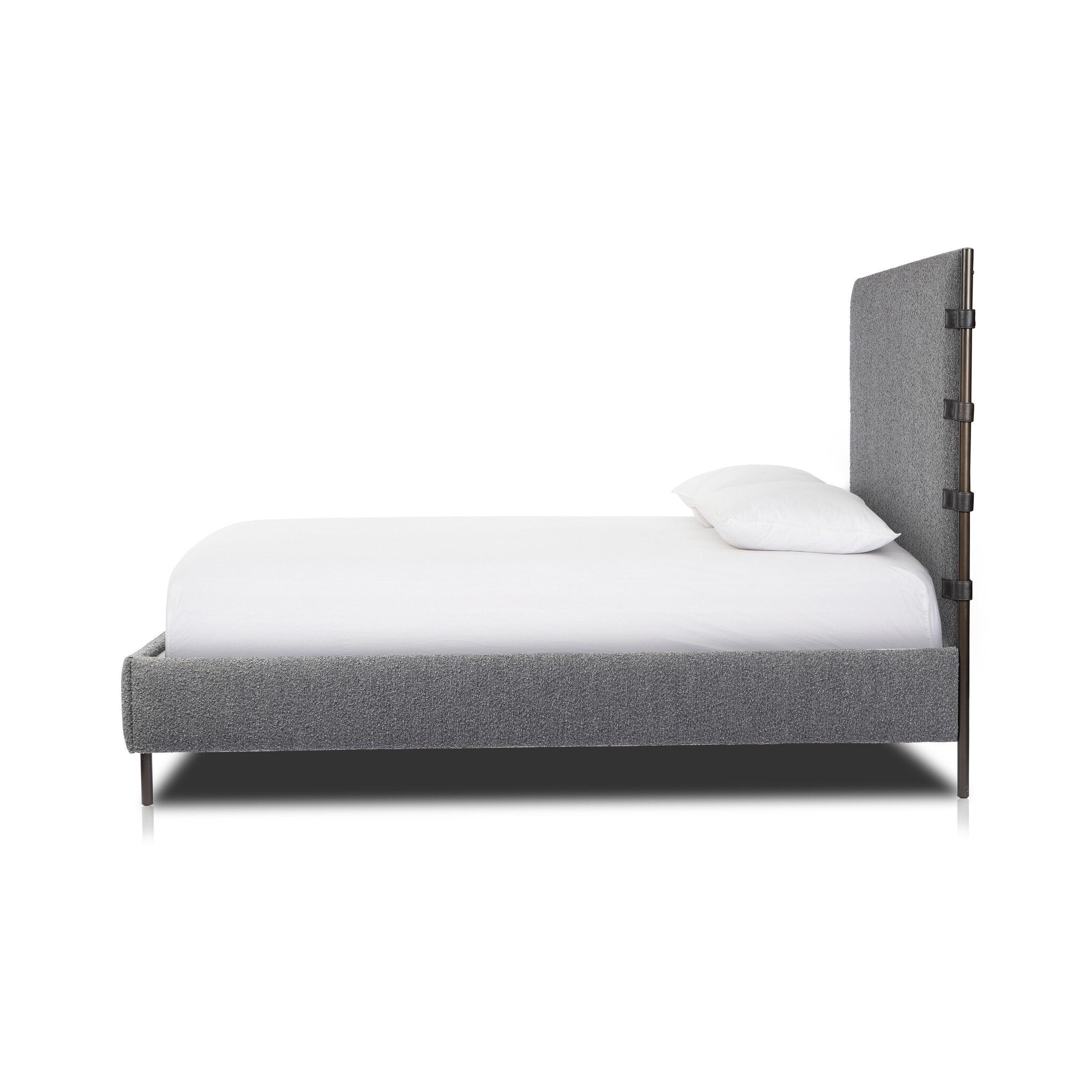 Four Hands Anderson Bed — Knoll Charcoal-Distressed Black-Waxed Black (PC)-Queen