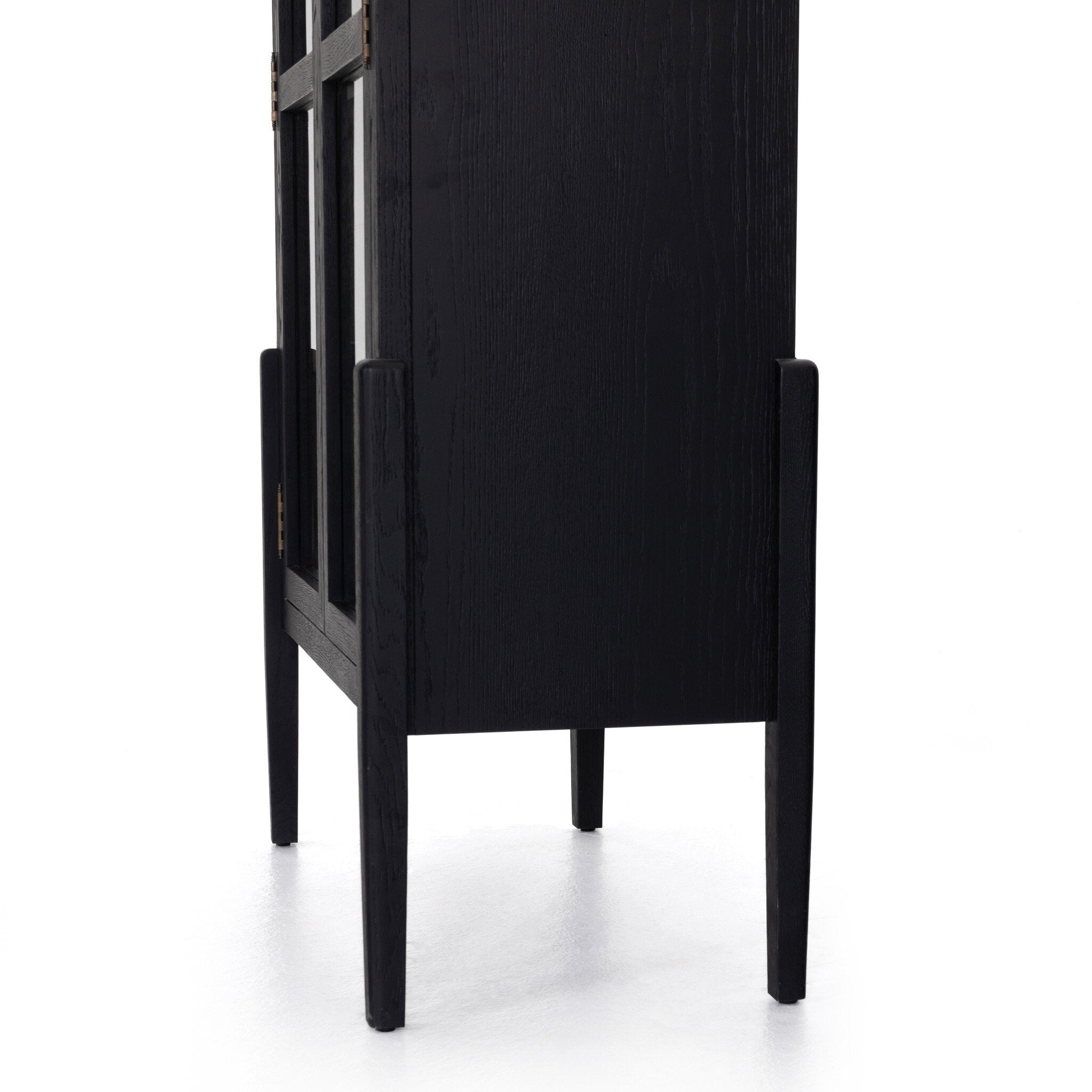 Four Hands Tolle Cabinet — Drifted Matte Black-Drifted Oak Solid-Worn Brass