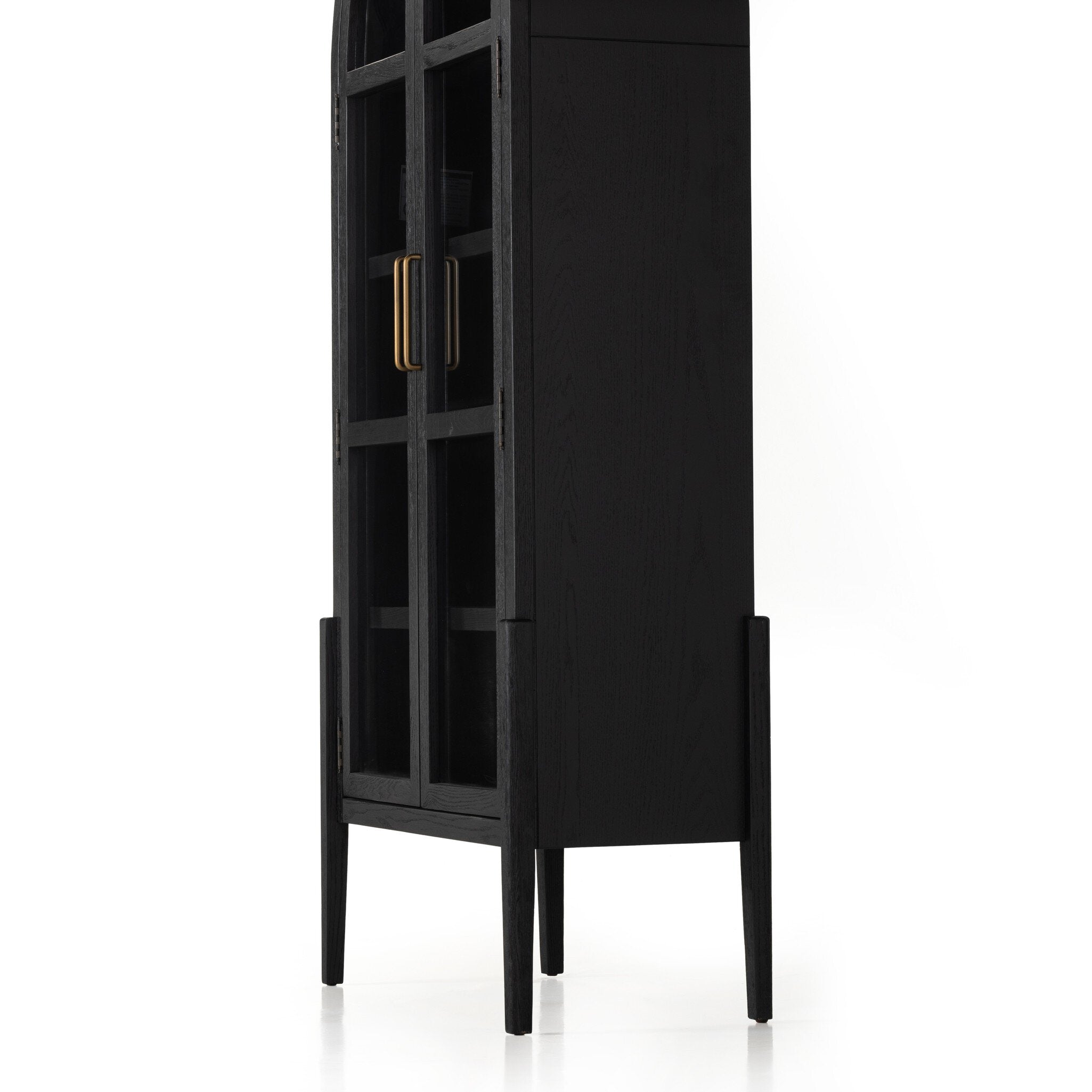 Four Hands Tolle Cabinet — Drifted Matte Black-Drifted Matte Black Veneer-Antique Brass