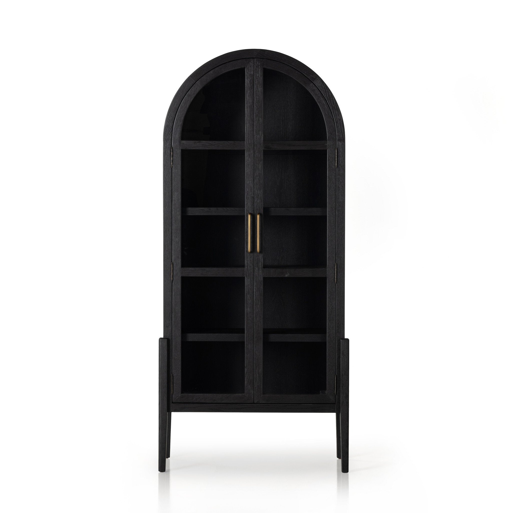 Four Hands Tolle Cabinet — Drifted Matte Black-Drifted Matte Black Veneer-Antique Brass