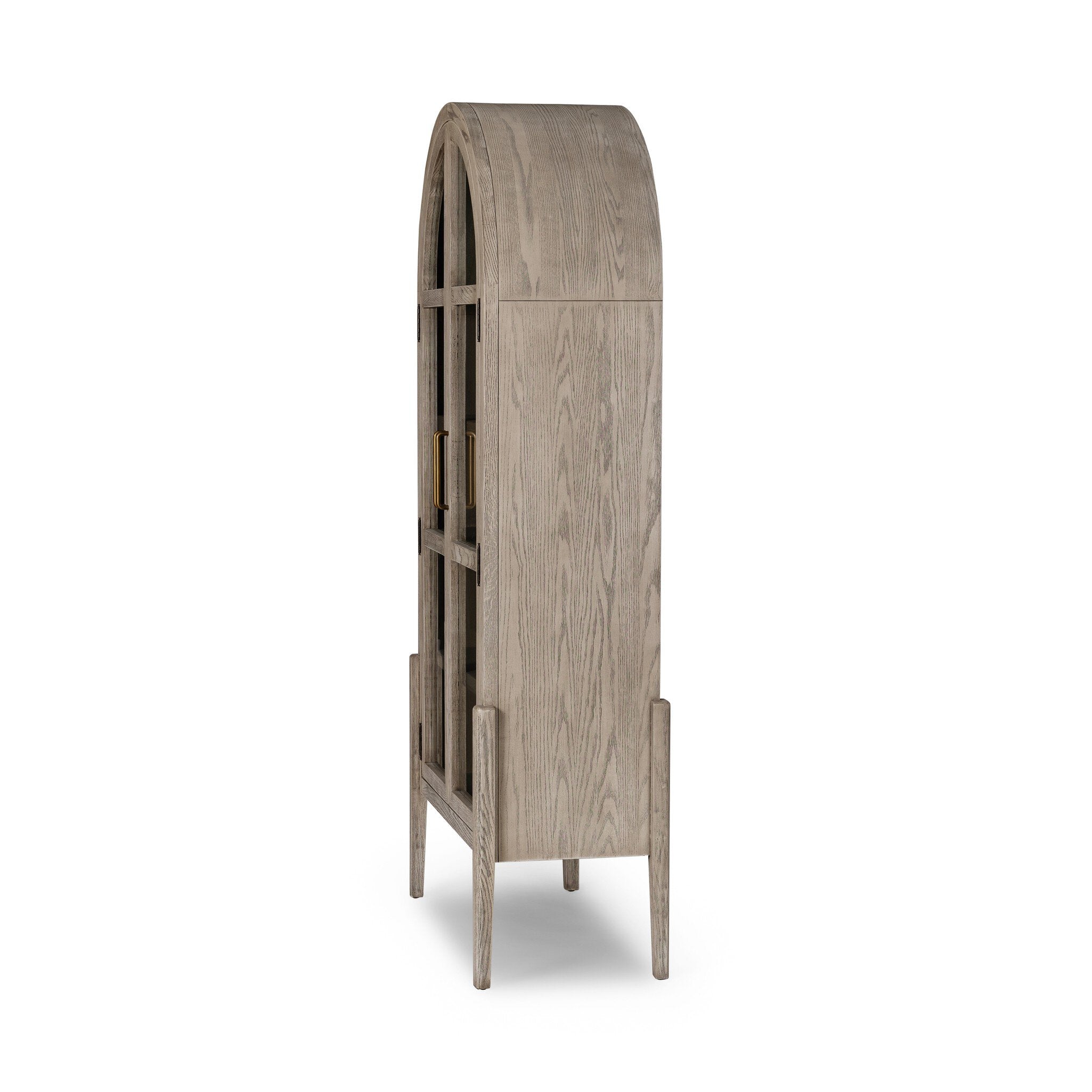 Four Hands Tolle Cabinet — Rustic White Solid-Warm Natural Oak Veneer-Antique Brass