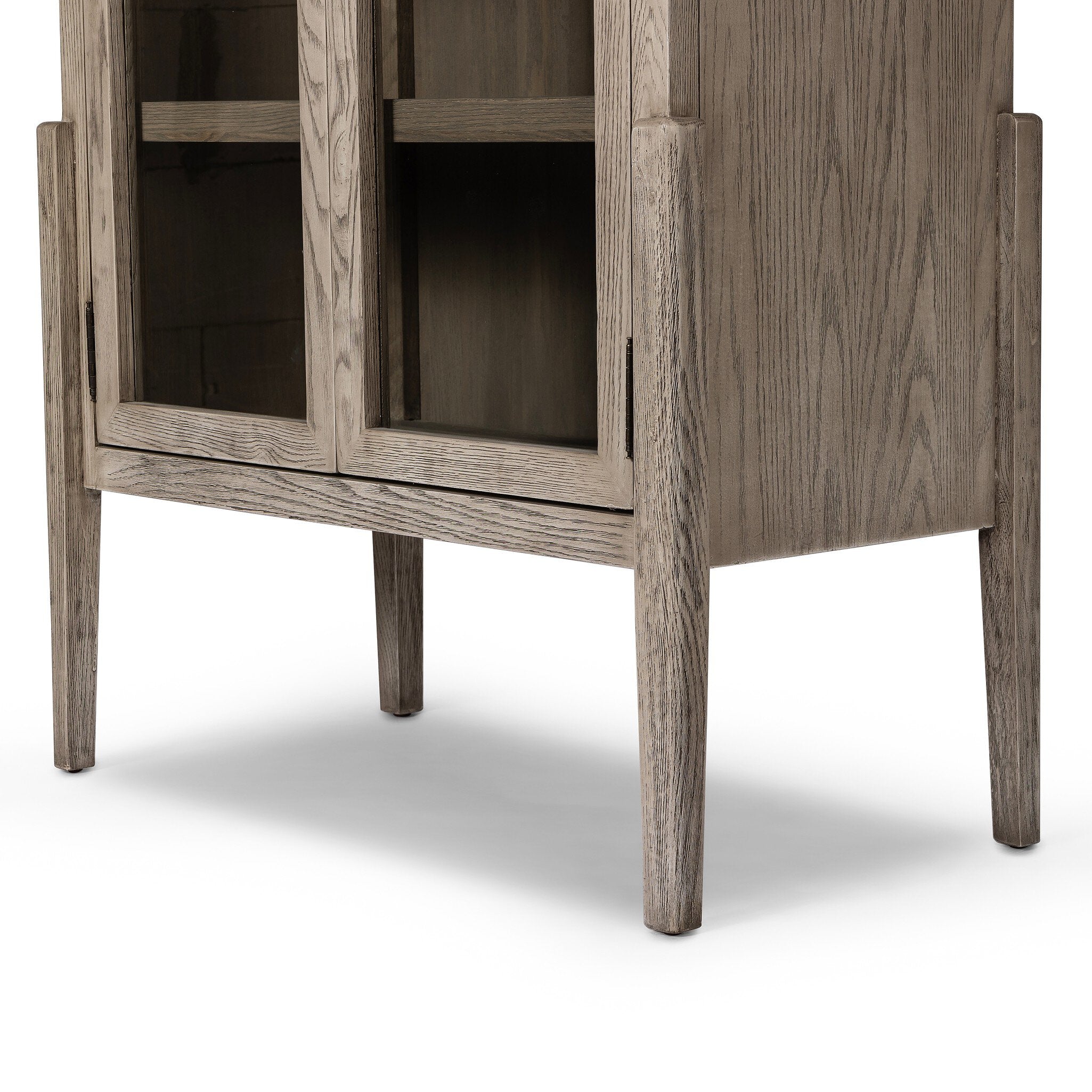 Four Hands Tolle Cabinet — Rustic White Solid-Warm Natural Oak Veneer-Antique Brass