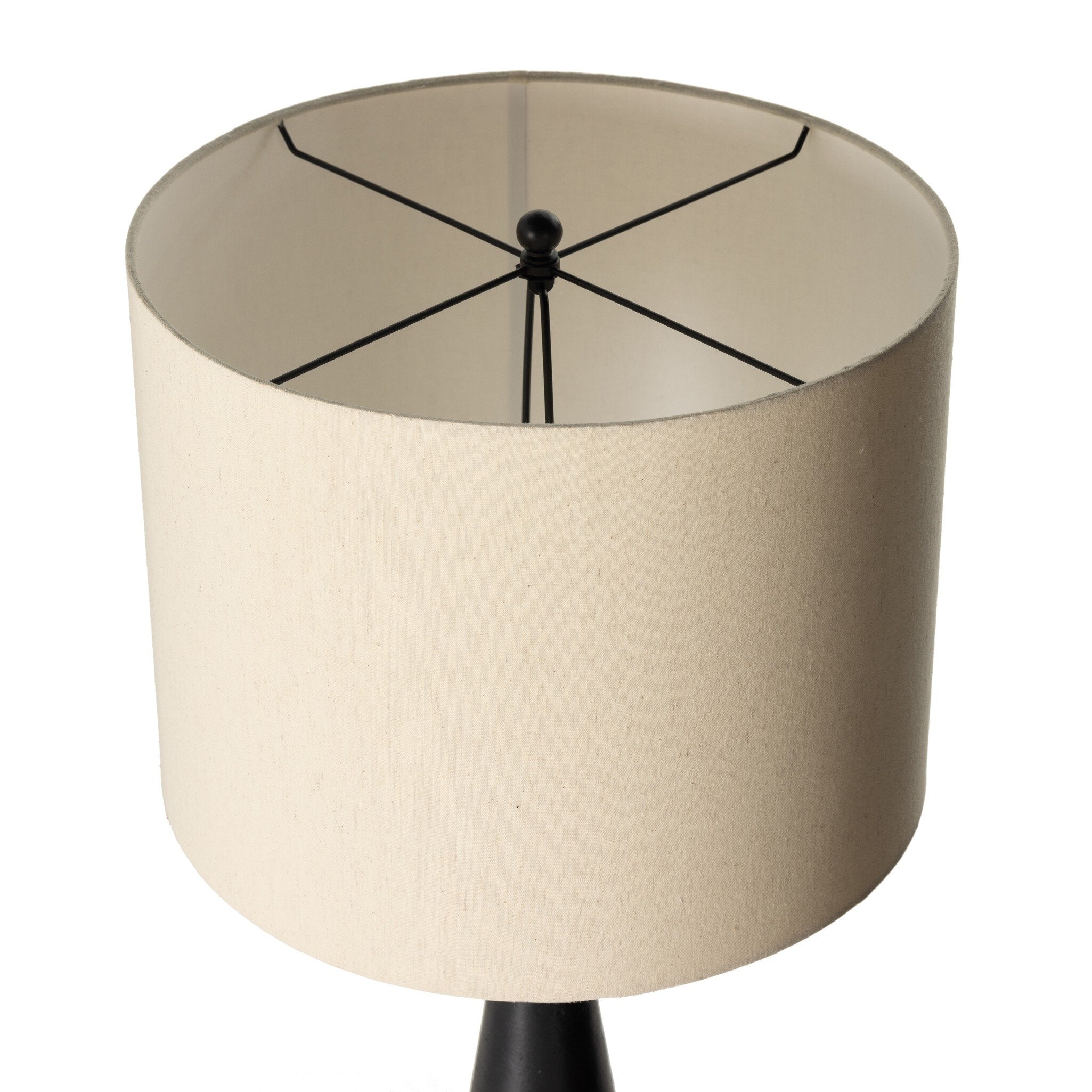 Four Hands Innes Floor Lamp — Matte Black Cast Aluminum-Light Beige