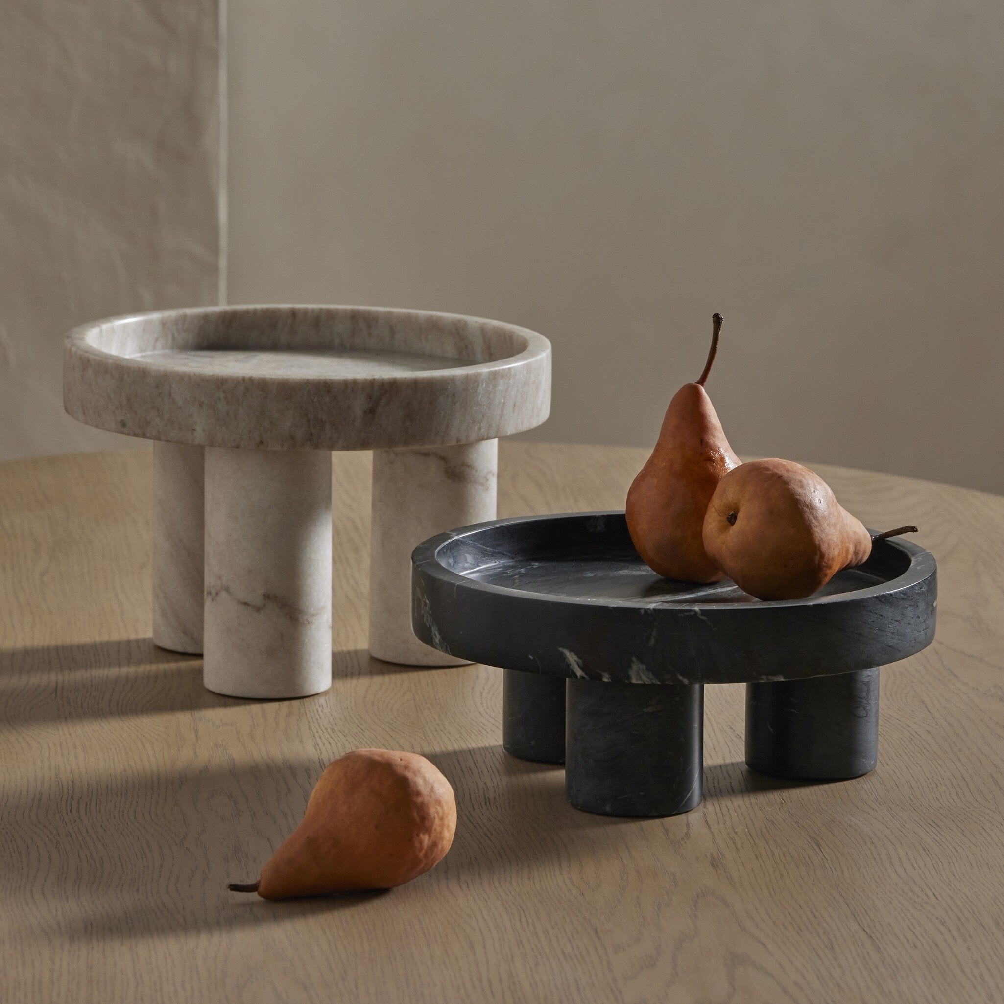 Four Hands Kanto Bowls, Set Of 2 — Black Marble-Antique White Marble