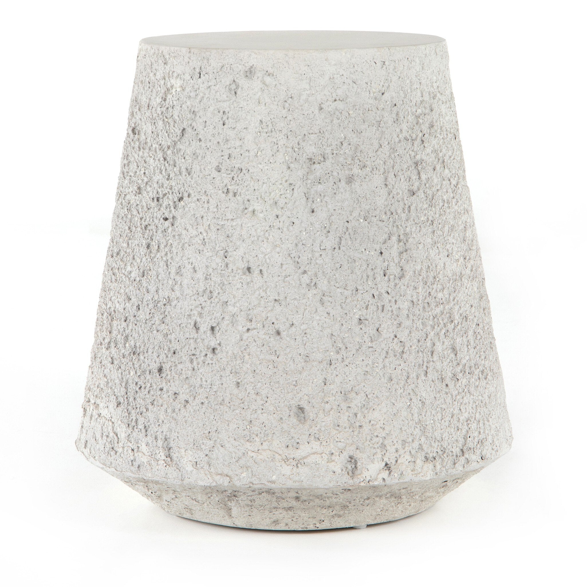 Four Hands Otero Outdoor Tapered End Table — Blanc Stone-Matte Stone