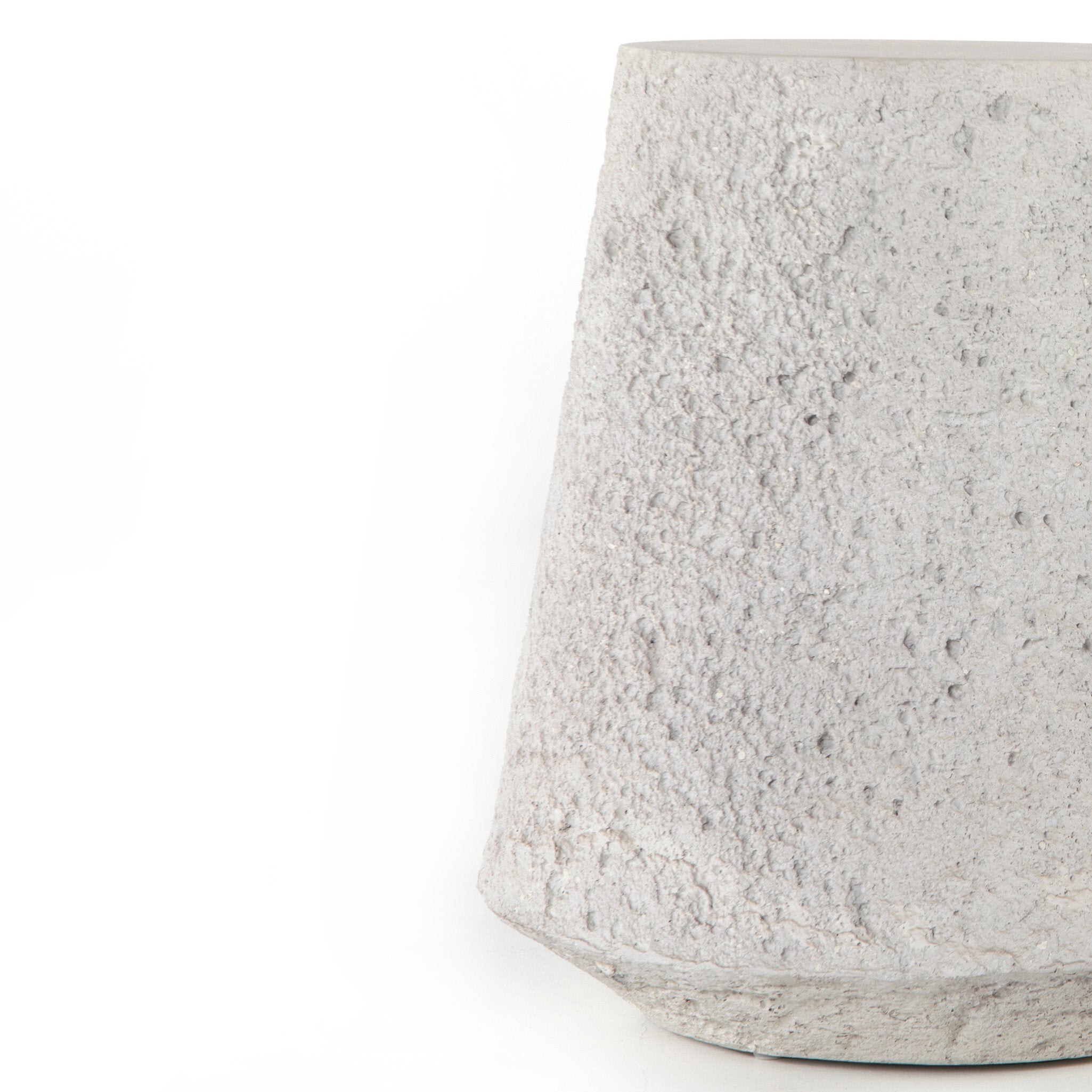 Four Hands Otero Outdoor Tapered End Table — Blanc Stone-Matte Stone