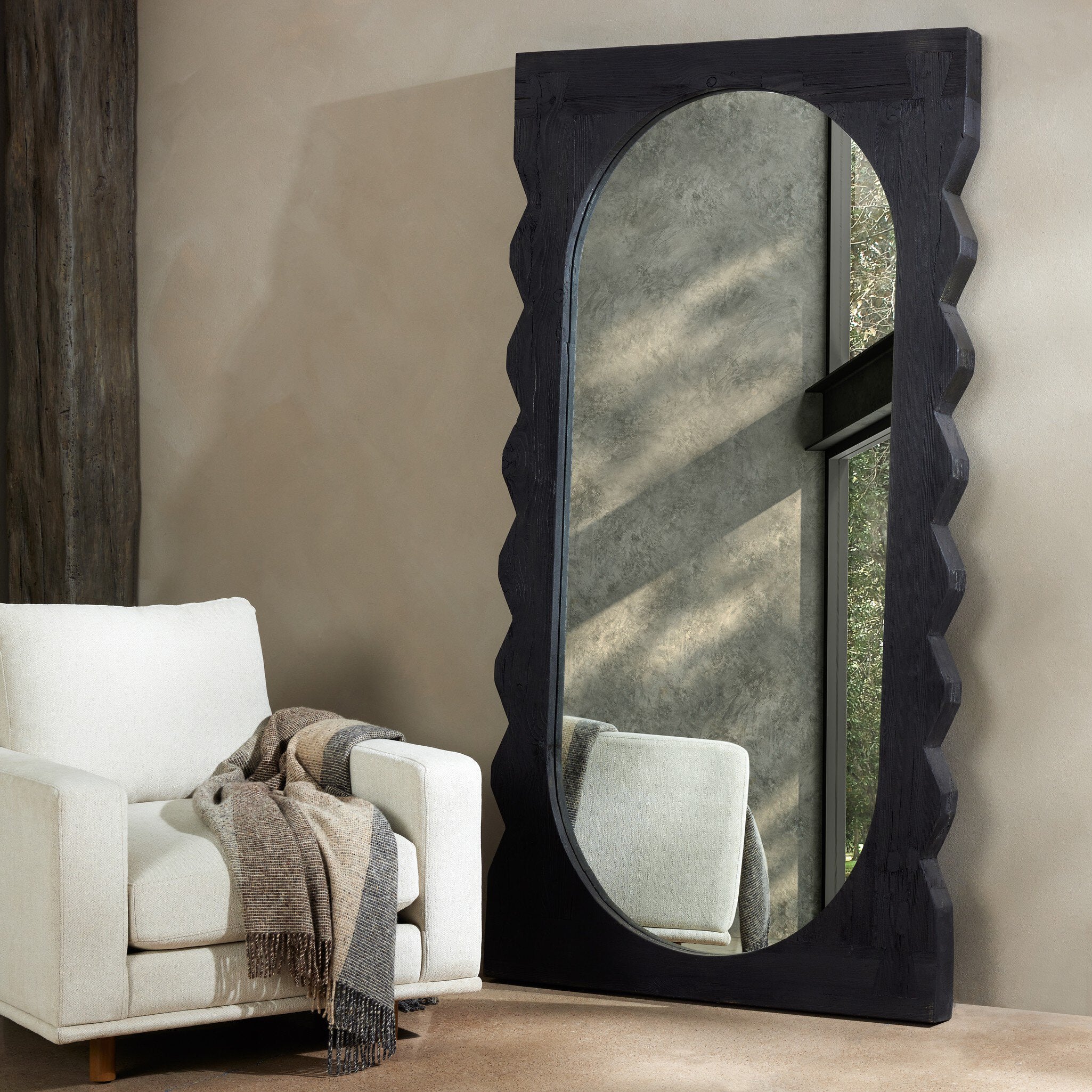 Four Hands Aldrik Mirror — Black Reclaimed Pine