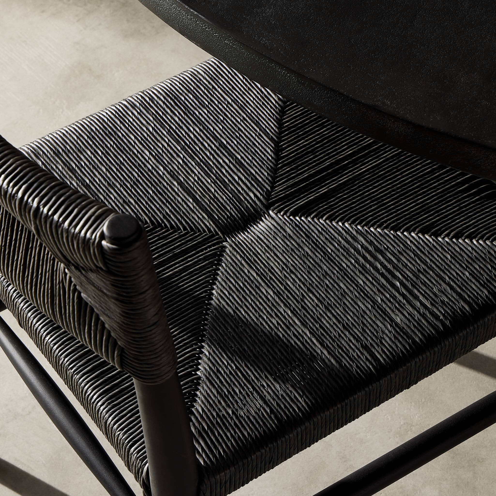 Four Hands Lomas Outdoor Dining Chair — Black Teak-Vintage Coal