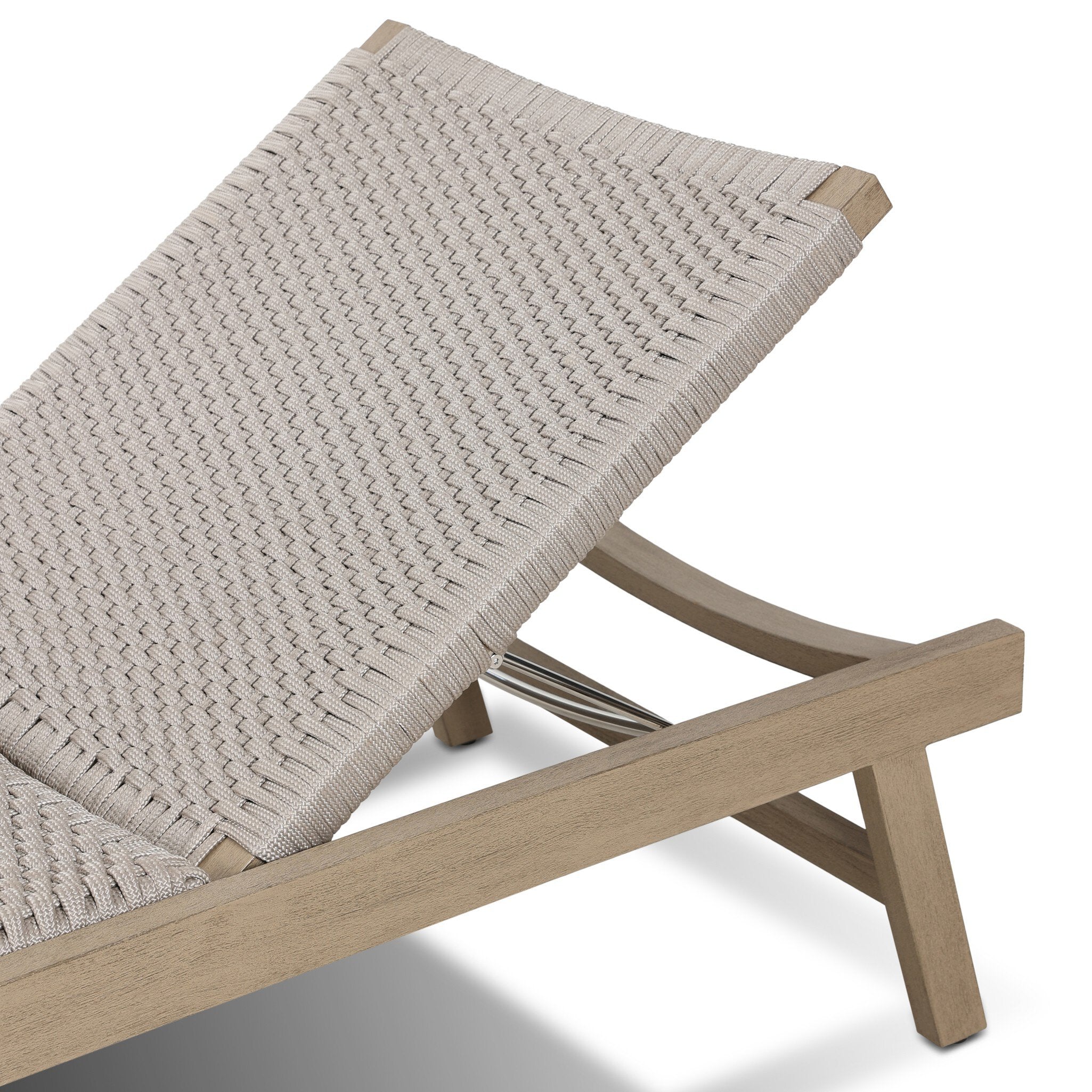 Four Hands Delano Outdoor Chaise — Washed Brown-FSC-Thick Grey Rope