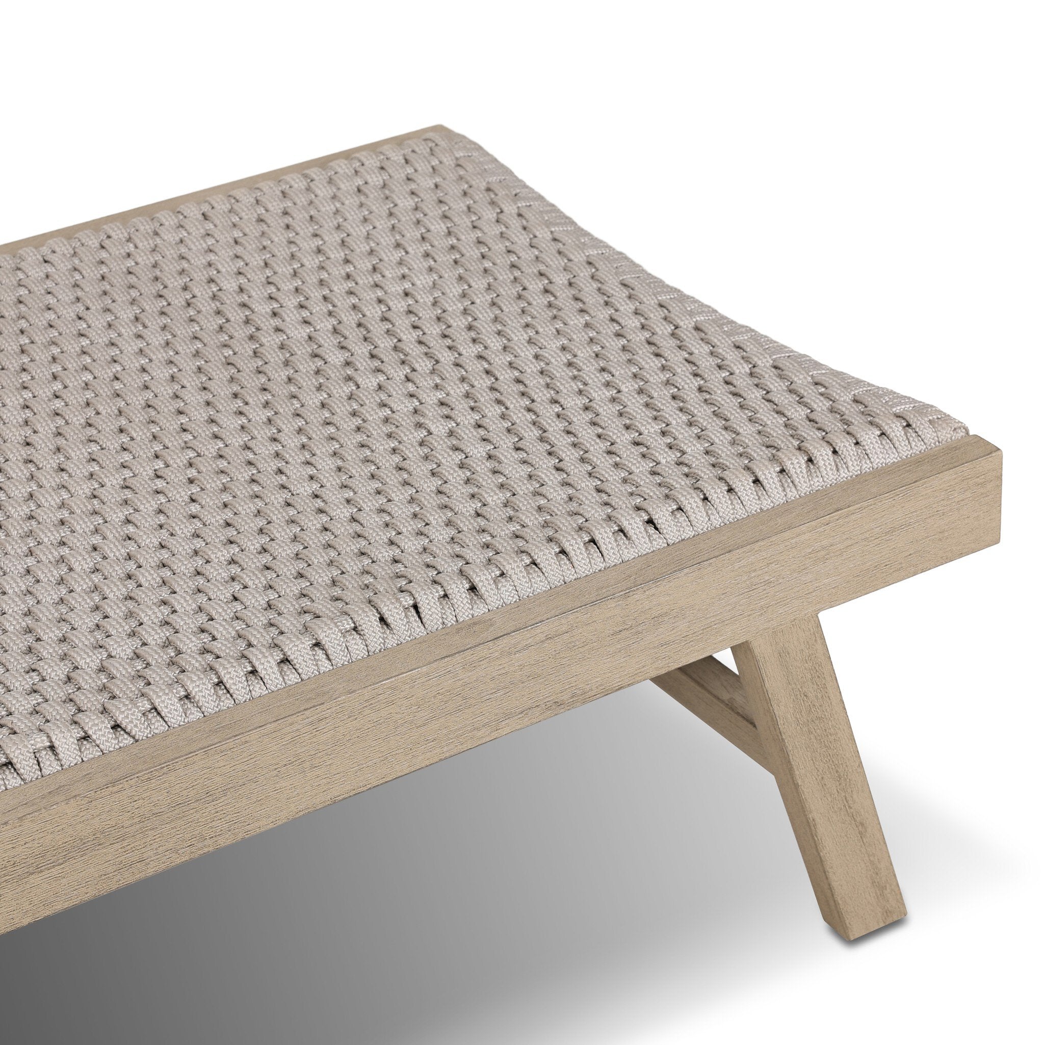 Four Hands Delano Outdoor Chaise — Washed Brown-FSC-Thick Grey Rope