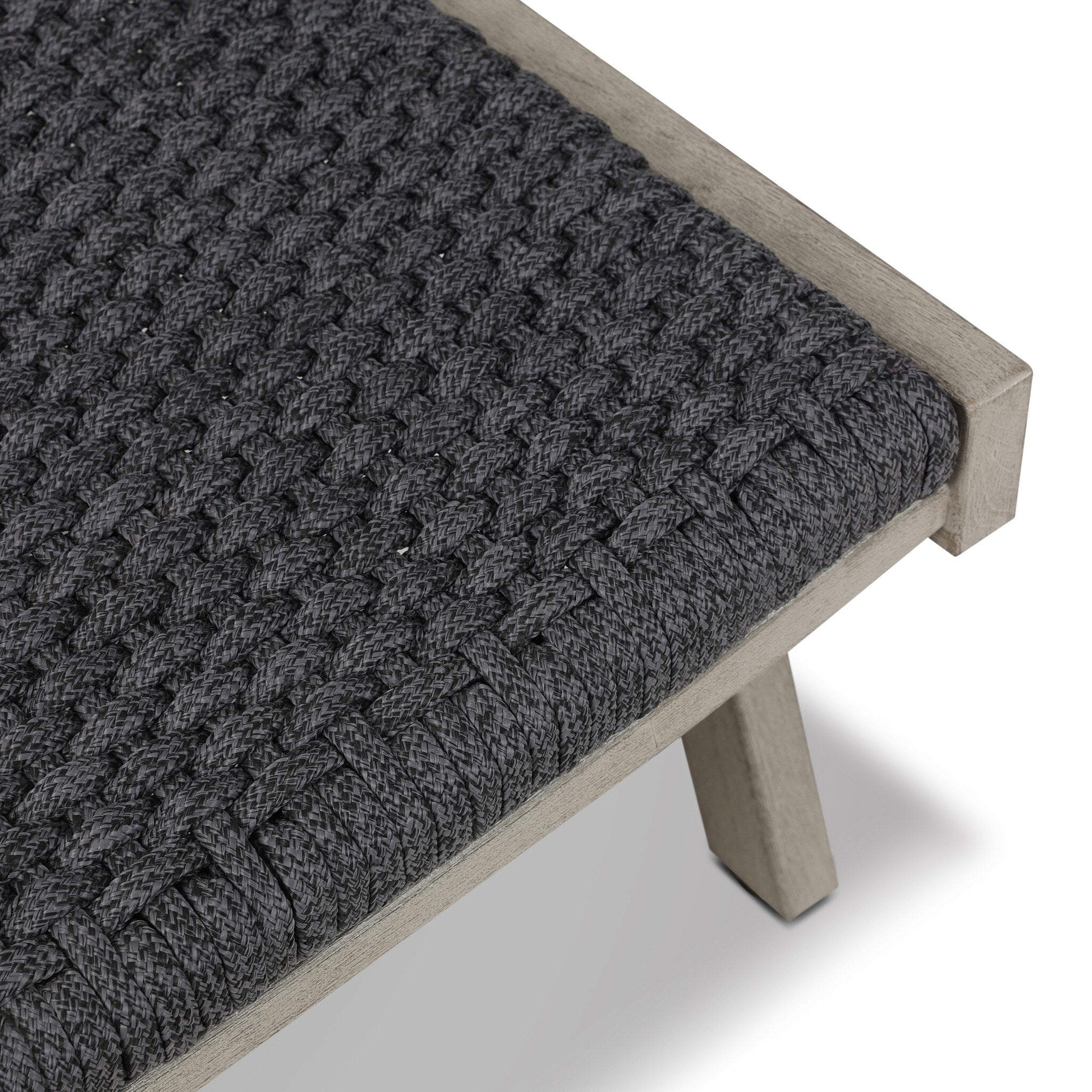 Four Hands Delano Outdoor Chaise — Weathered Grey-FSC-Thick Dark Grey Rope