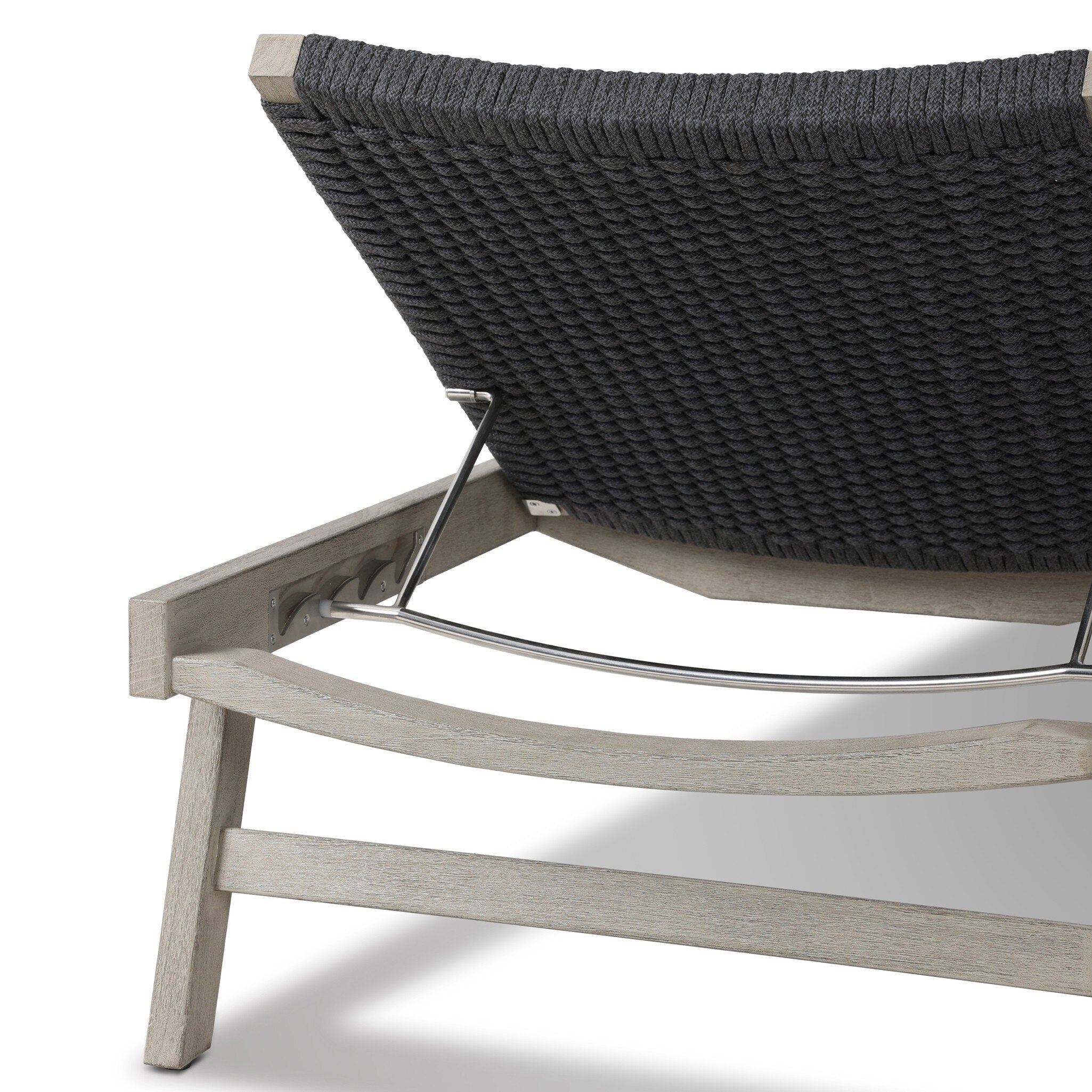 Four Hands Delano Outdoor Chaise — Weathered Grey-FSC-Thick Dark Grey Rope