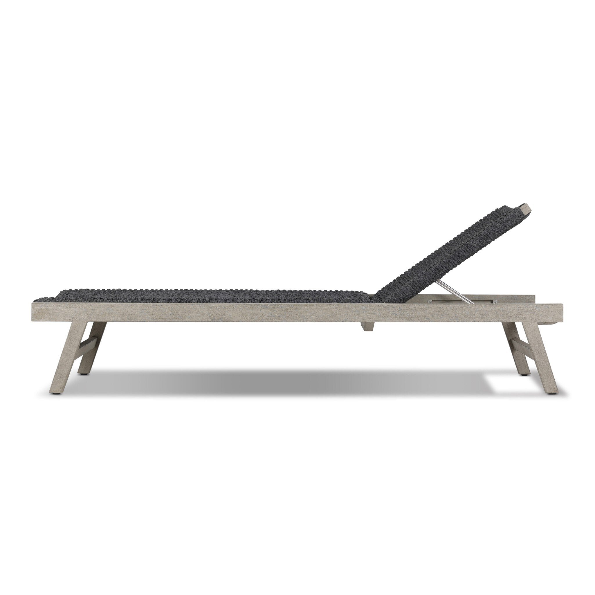 Four Hands Delano Outdoor Chaise — Weathered Grey-FSC-Thick Dark Grey Rope
