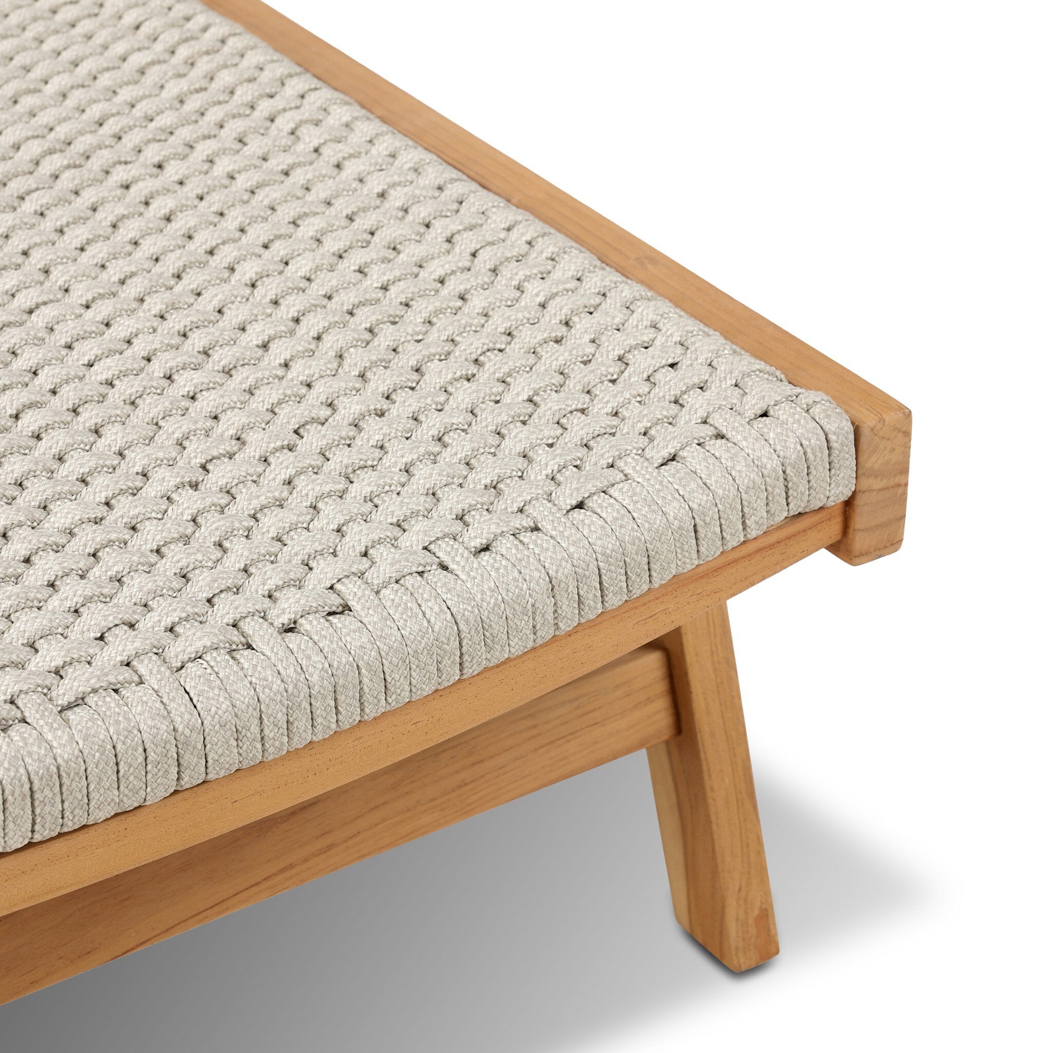 Four Hands Delano Outdoor Chaise — Natural Teak-FSC-Ivory Rope