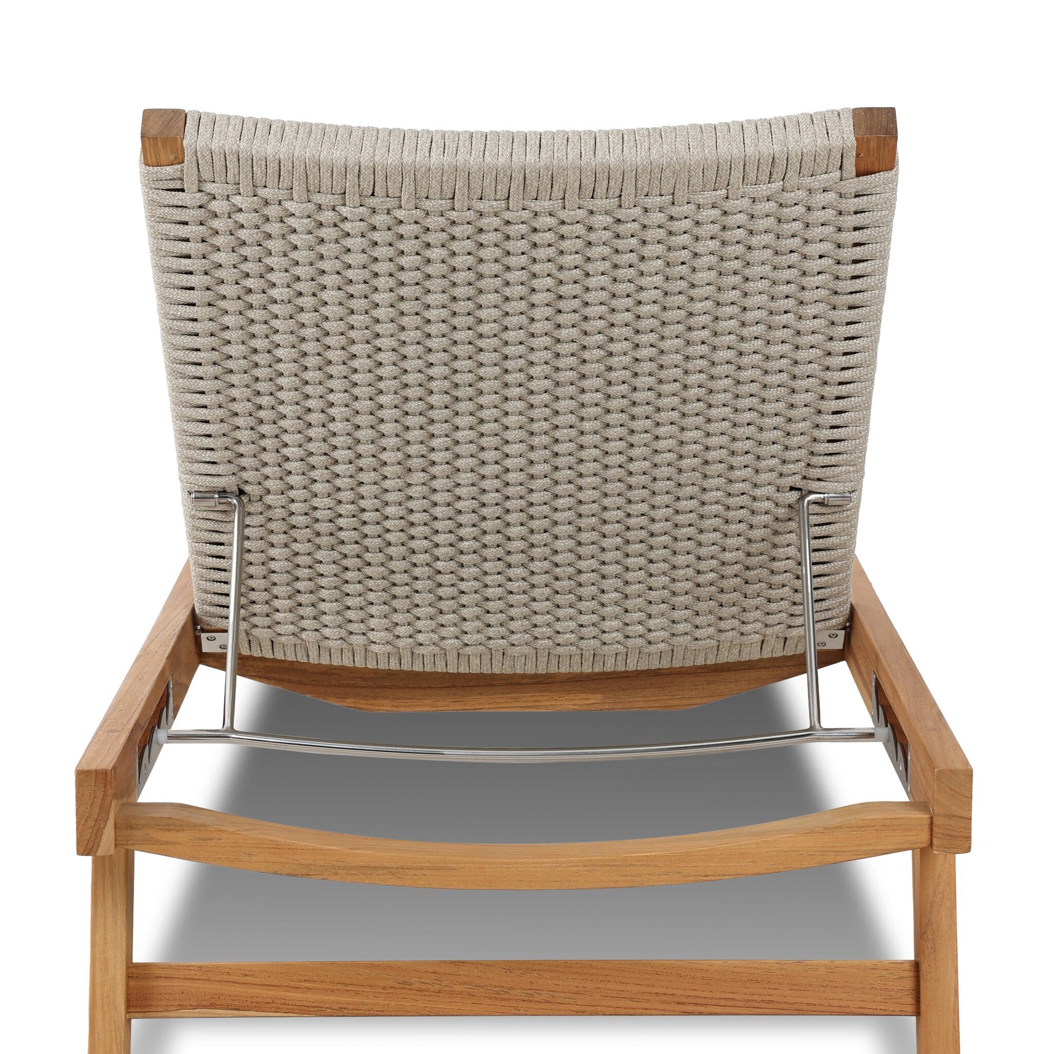 Four Hands Delano Outdoor Chaise — Natural Teak-FSC-Ivory Rope