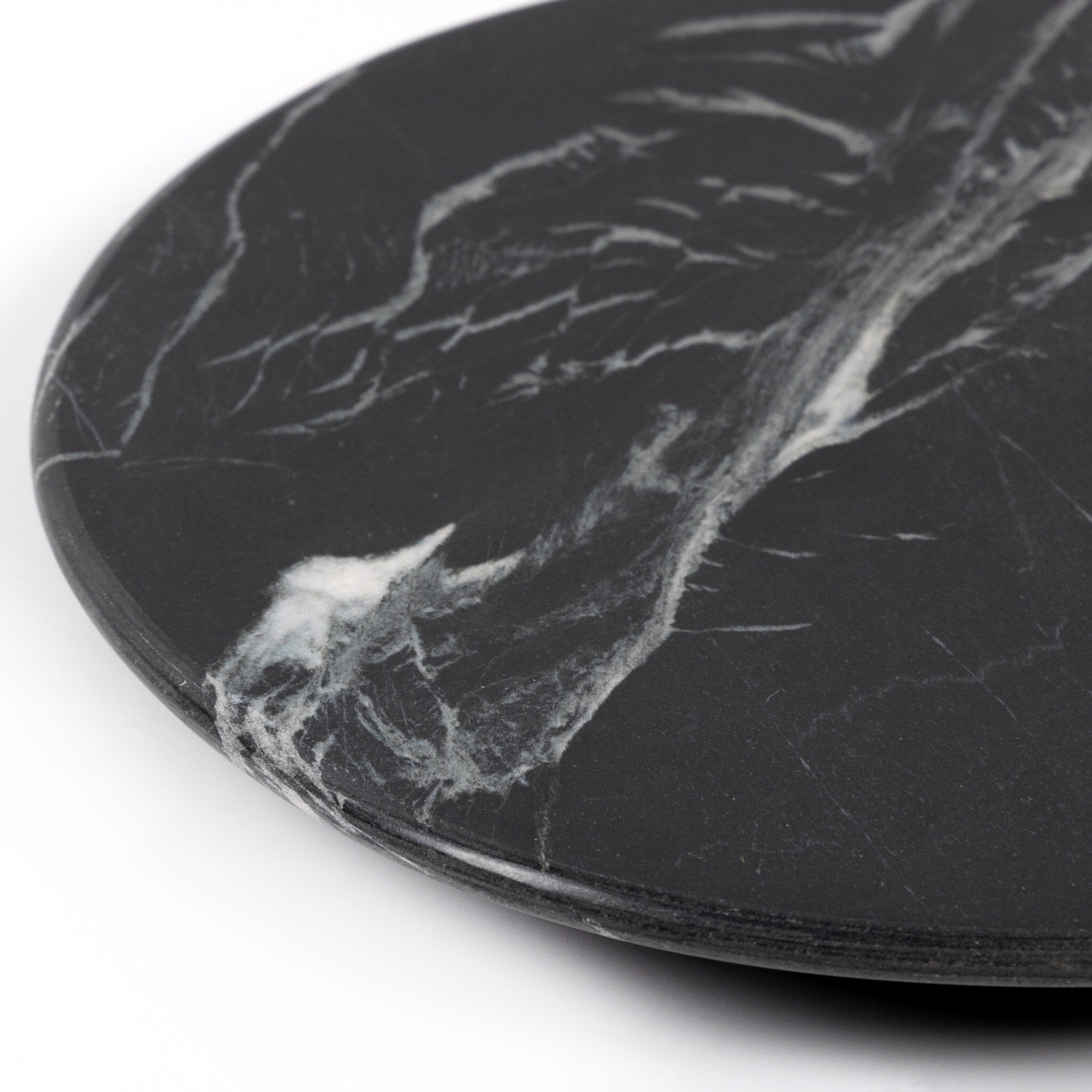 Four Hands Marble Lazy Susan — Black Marble-Dark Kettle Black