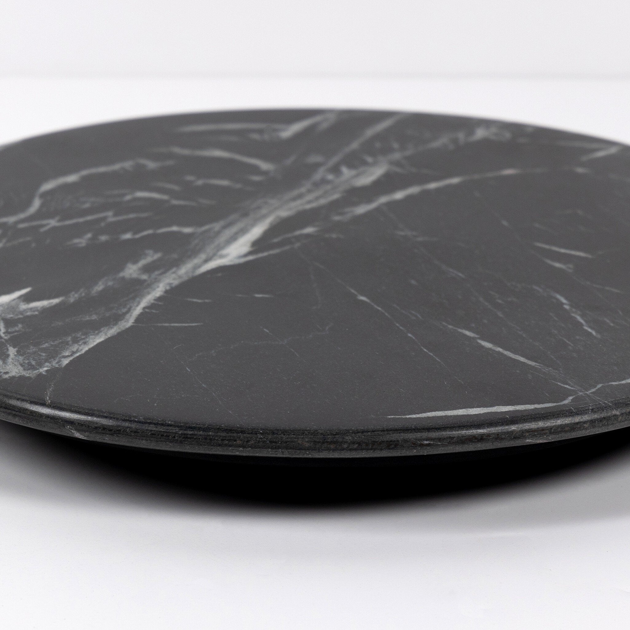 Four Hands Marble Lazy Susan — Black Marble-Dark Kettle Black