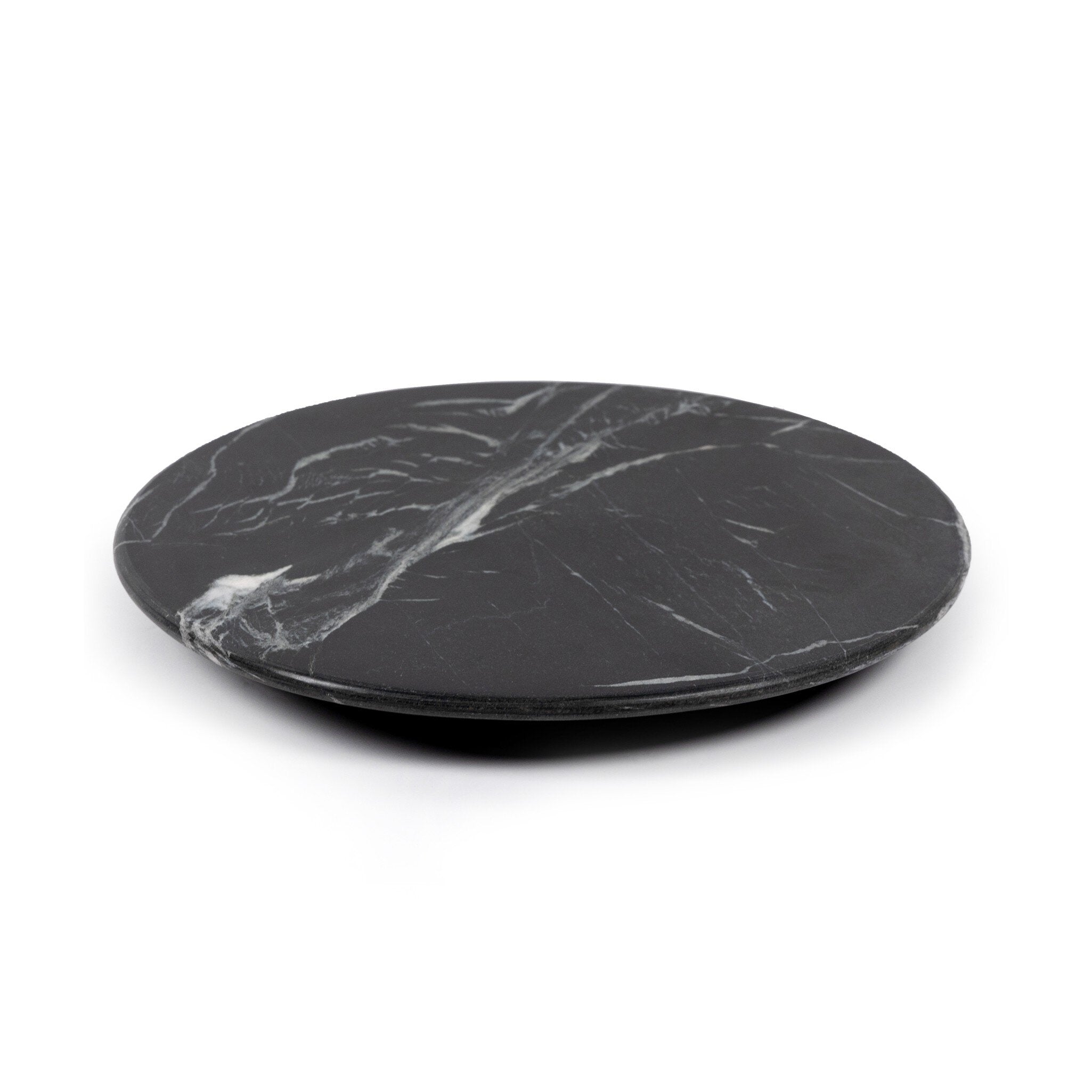 Four Hands Marble Lazy Susan — Black Marble-Dark Kettle Black