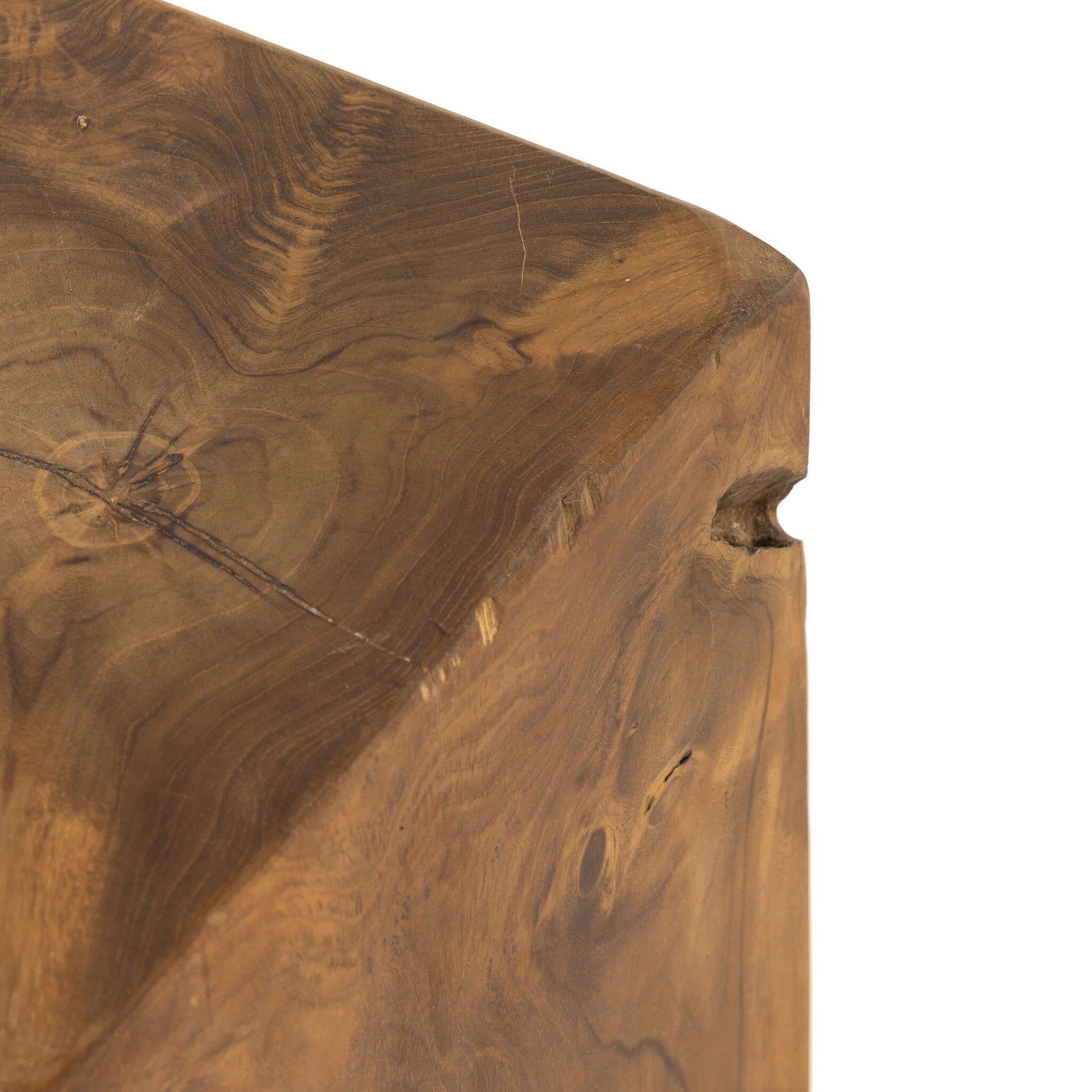 Four Hands Teak Square Stool — Aged Natural Teak