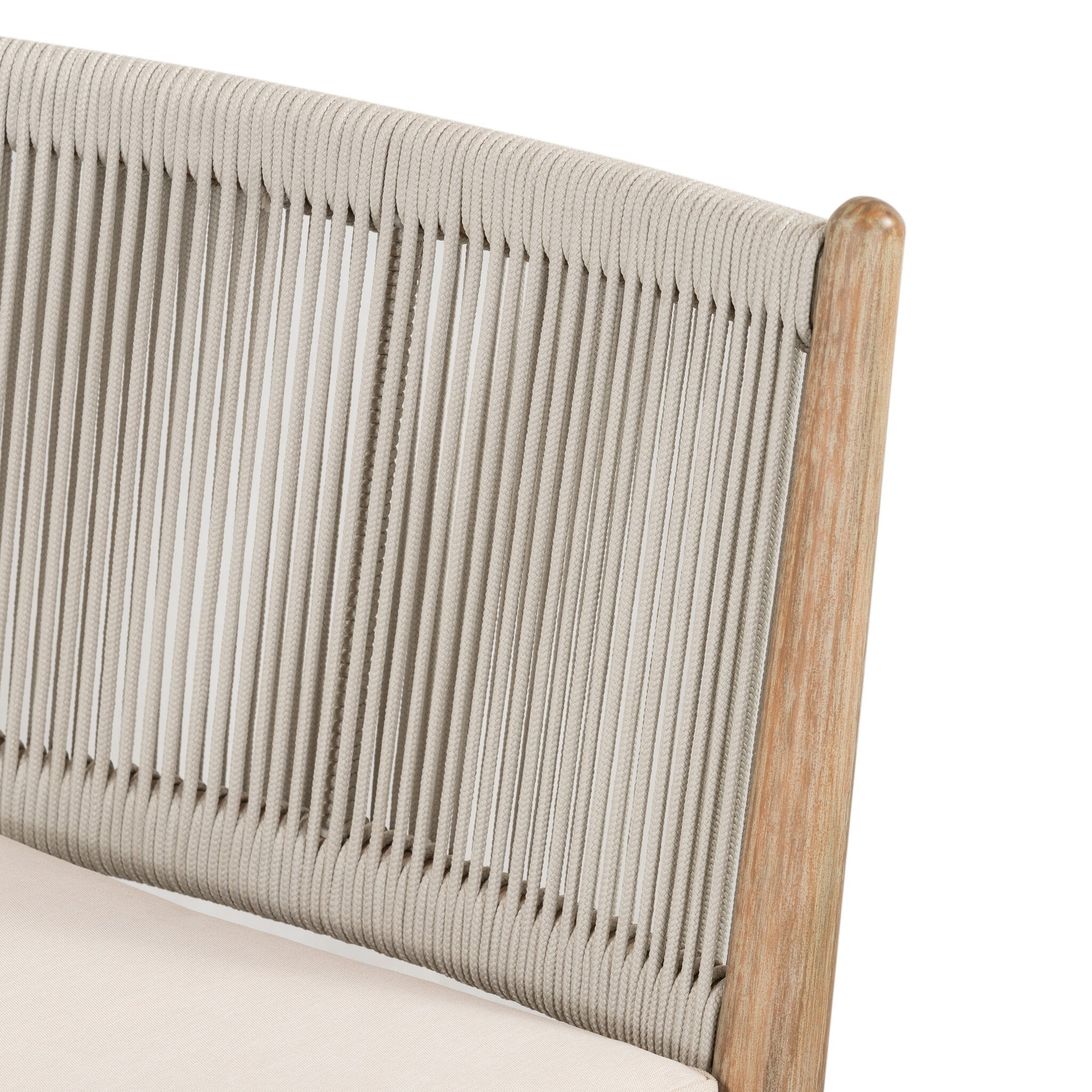 Four Hands Rosen Outdoor Dining Chair — Natural Eucalyptus FSC-Lakin Oat-Natural Rope