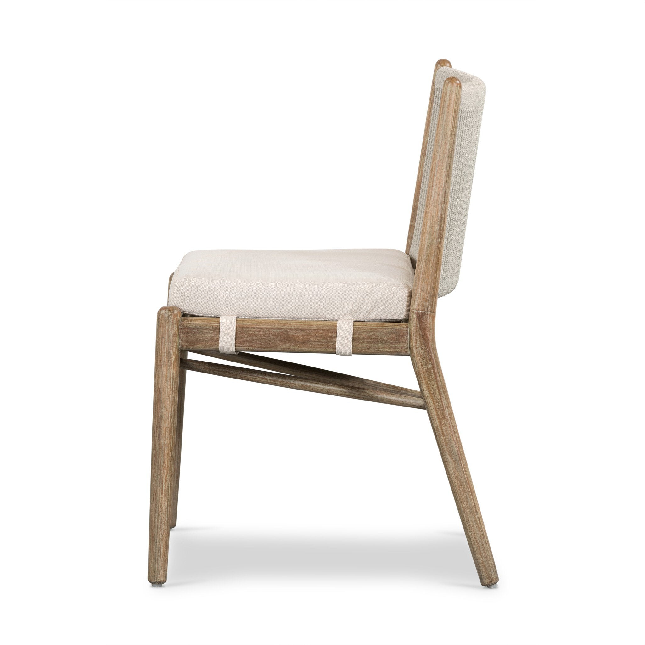 Four Hands Rosen Outdoor Dining Chair — Natural Eucalyptus FSC-Lakin Oat-Natural Rope